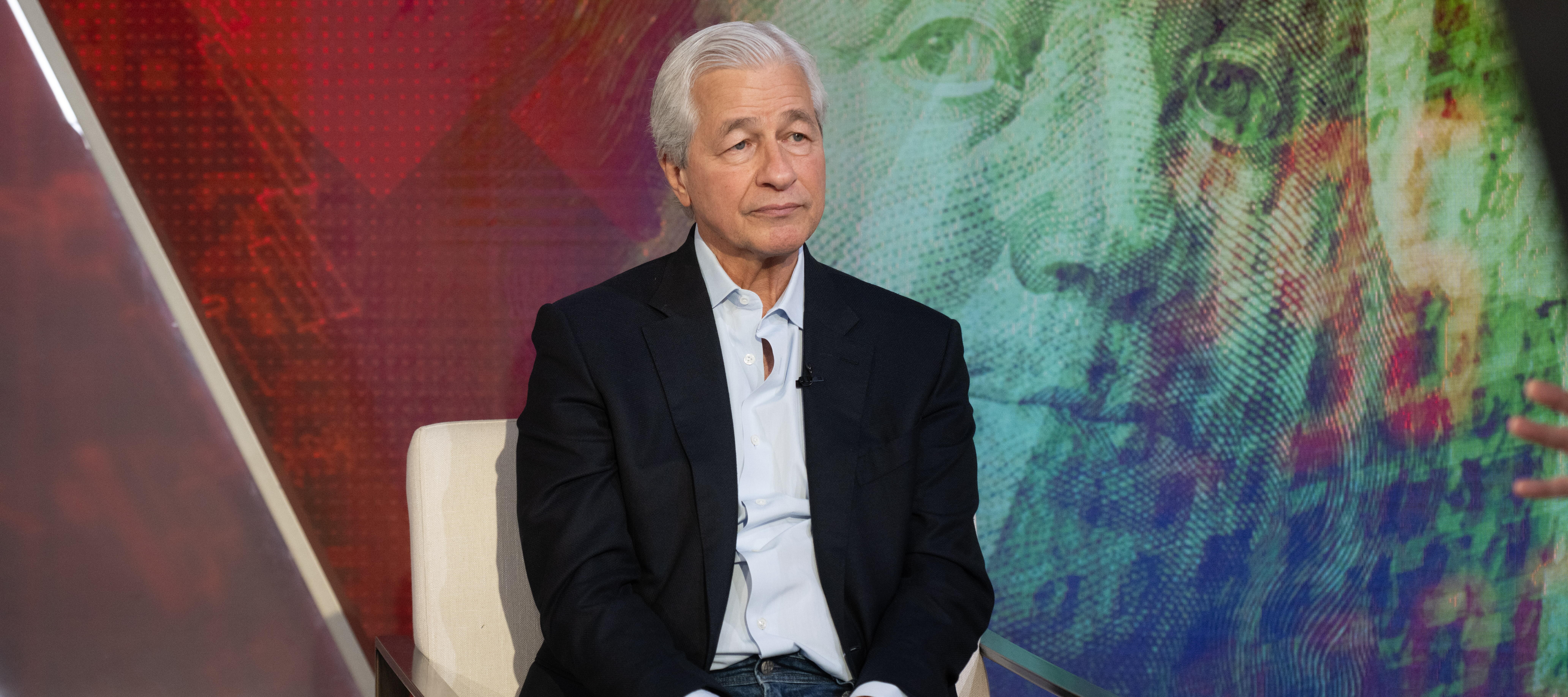 Jamie Dimon visits "Mornings With Maria" with Maria Bartiromo at Fox Business Network Studios.