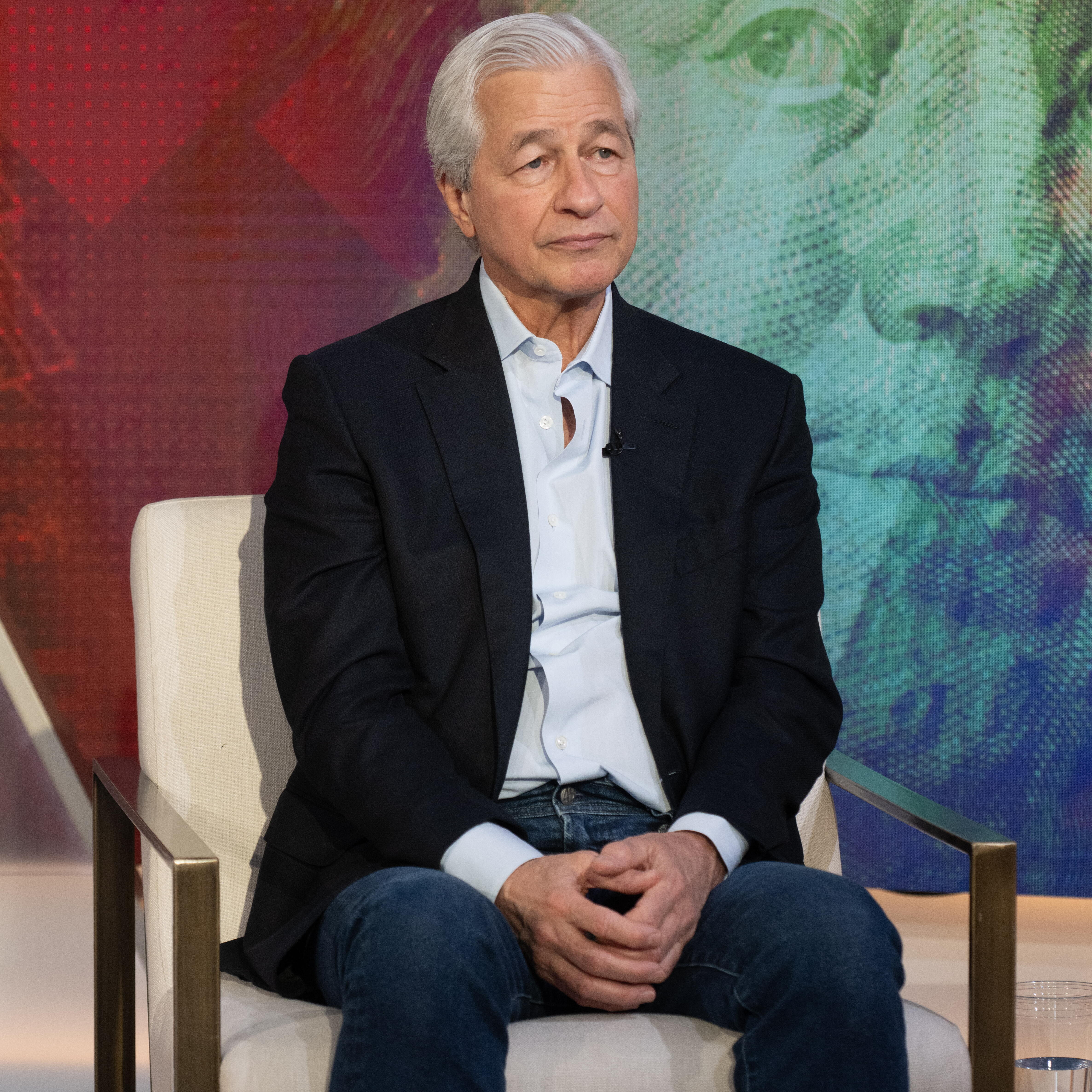 Jamie Dimon visits "Mornings With Maria" with Maria Bartiromo at Fox Business Network Studios.