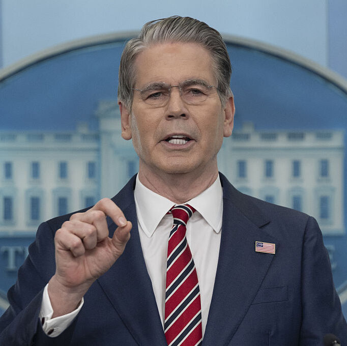 U.S. Secretary of the Treasury Scott Bessent speaks at a White House Press Briefing on April 15, 2026.