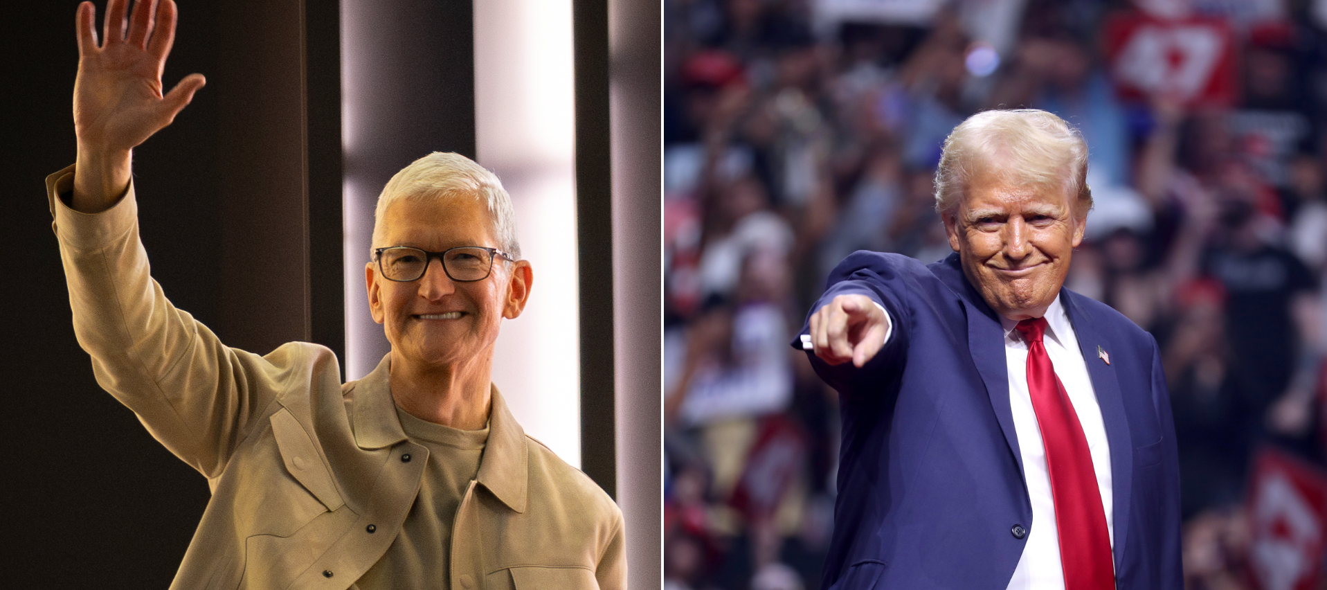 Apple CEO Tim Cook, and President Donald Trump.