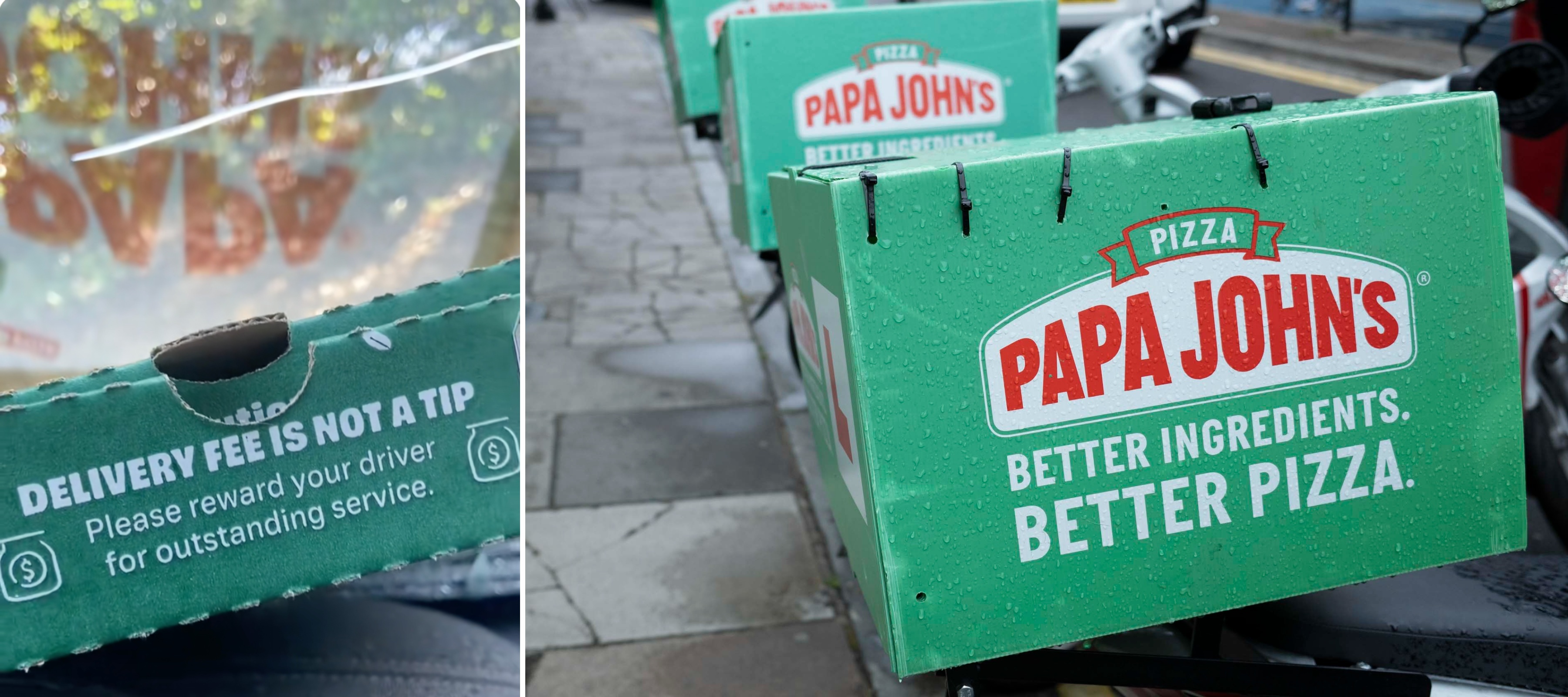 Papa John's printed a message on their pizza boxes urging customers to tip.
