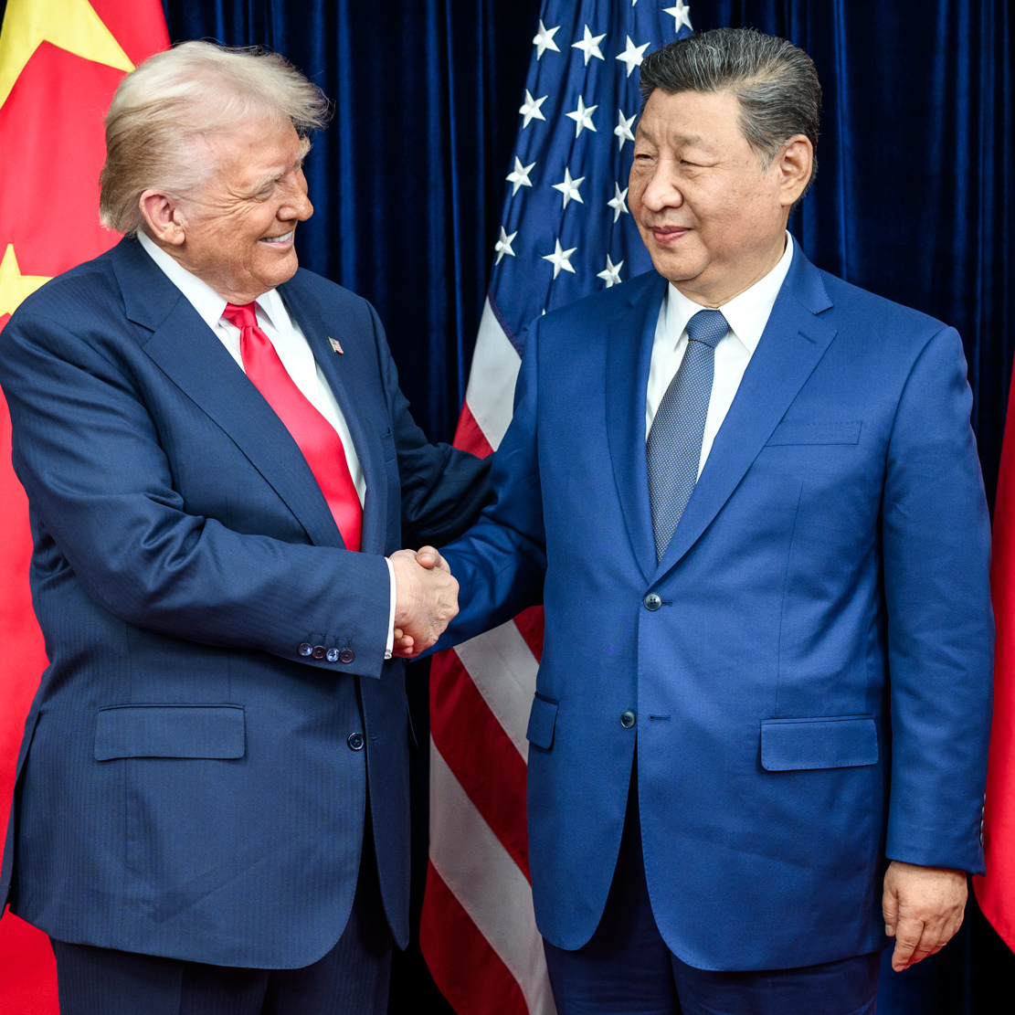 President Donald Trump with General Secretary of the Chinese Communist Party Xi Jinping before a bilateral meeting in October 2025.