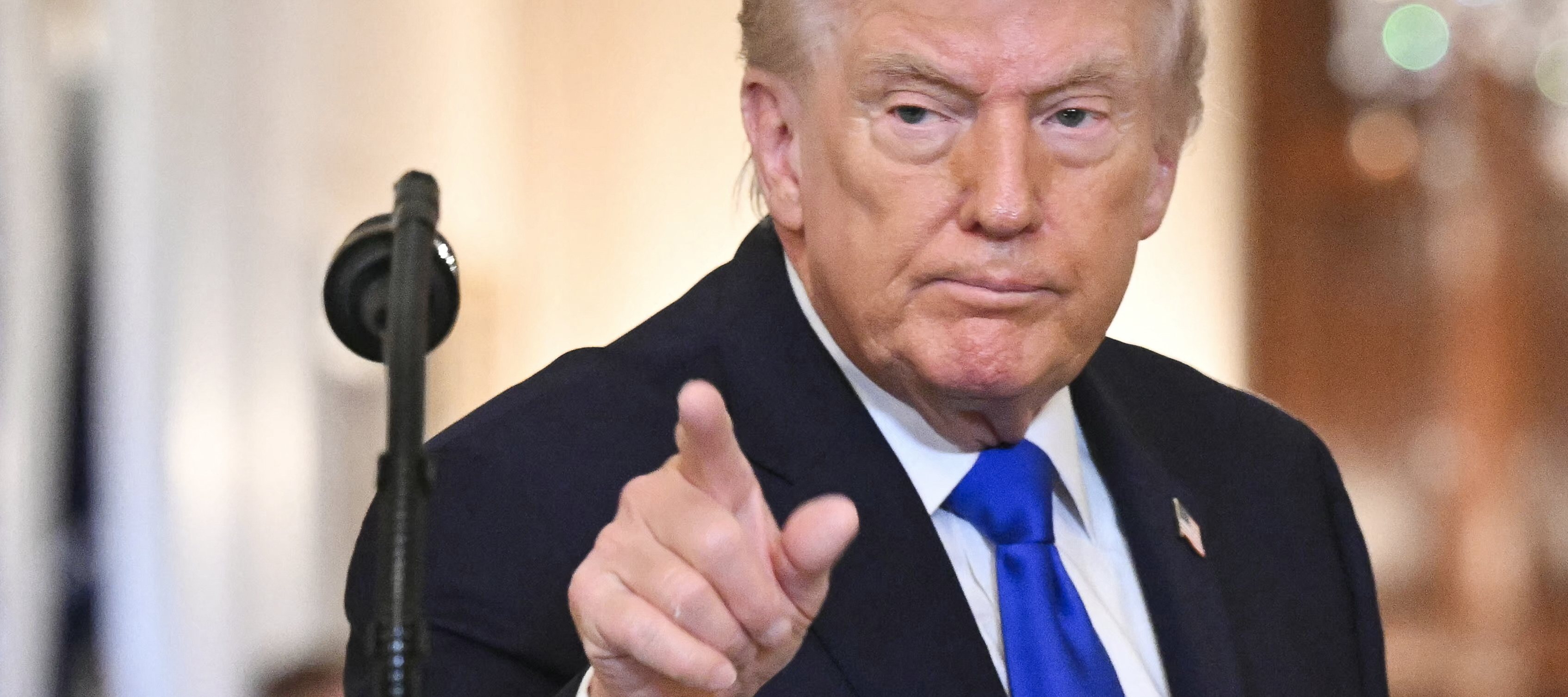 U.S. President Donald Trump speaks during the Angel Families Remembrance Ceremony in the East Room of the White House on February 23.