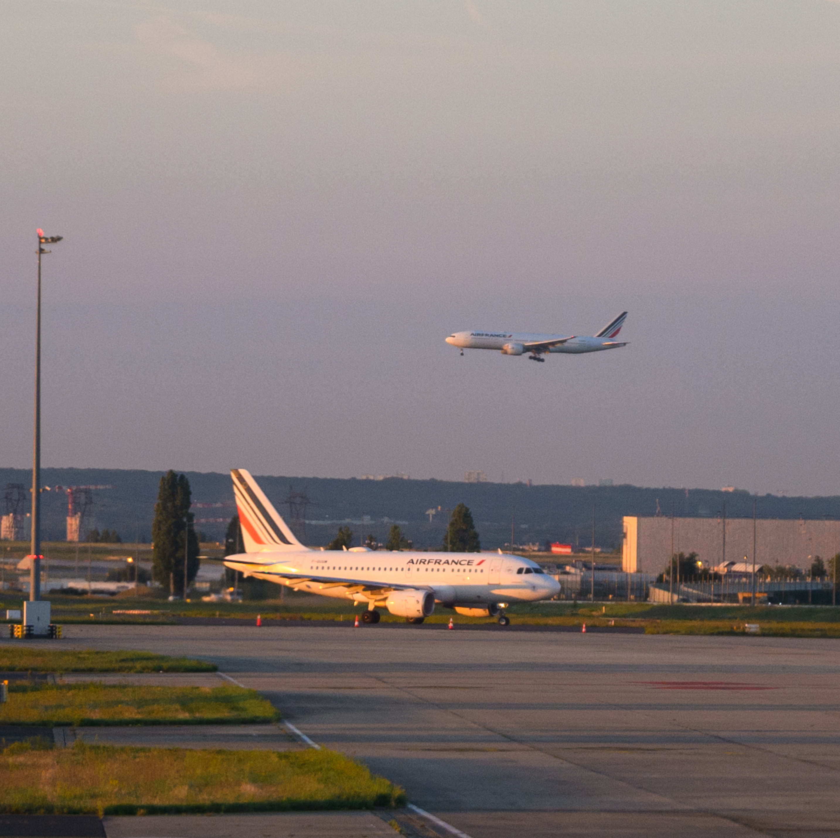 Air France planes are seen arriving into Charles de Gaulle airport