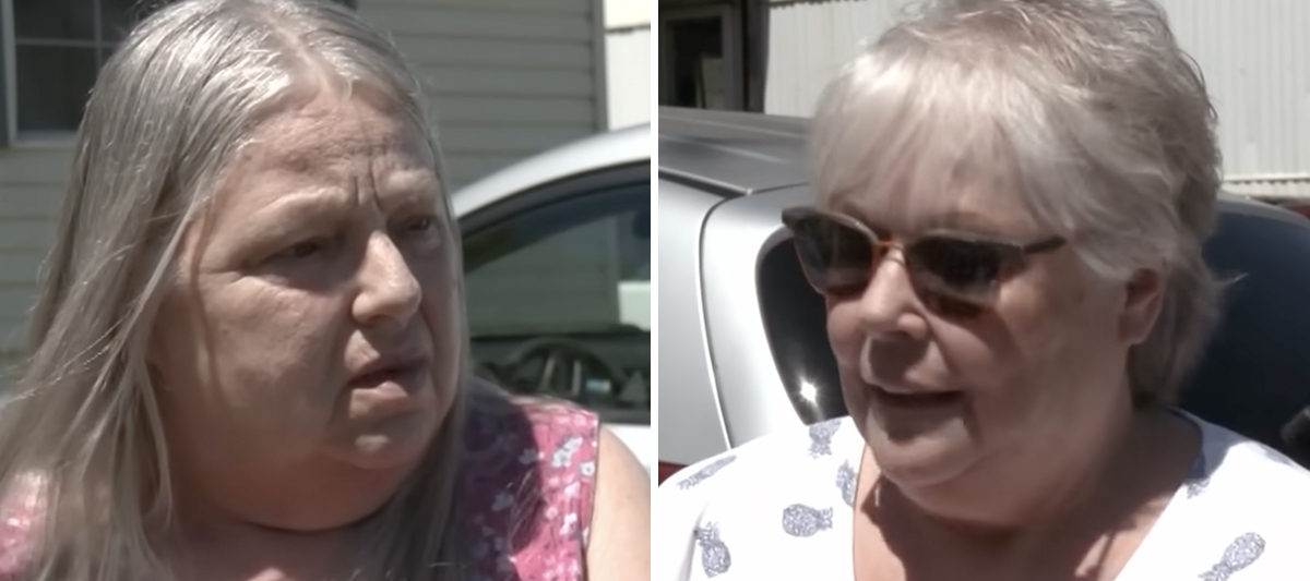 Two residents of the trailer park speak with reporters.