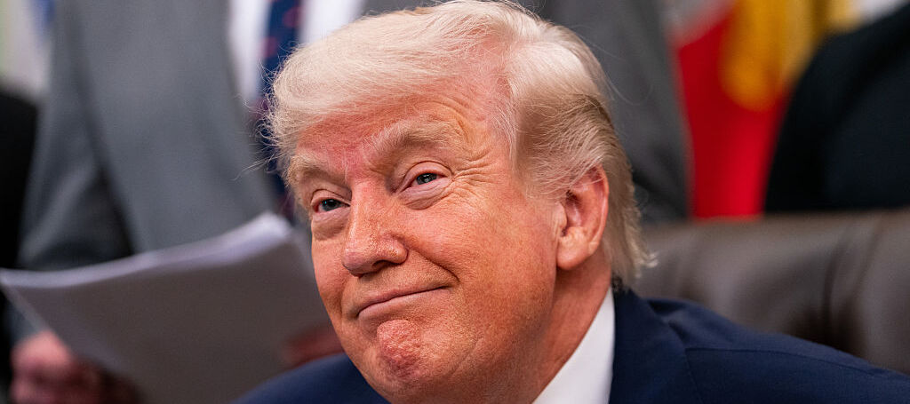 A photo of Donald Trump smirking
