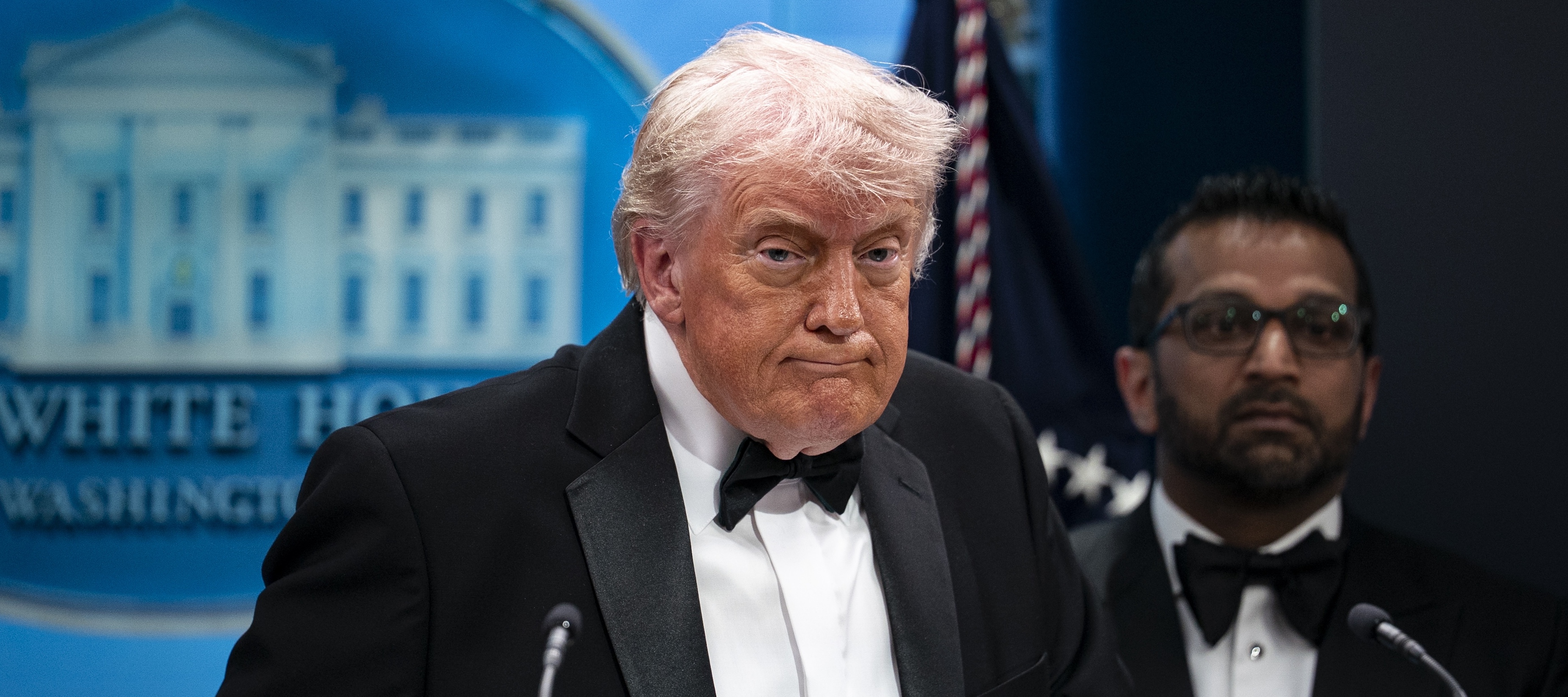 U.S. President Donald Trump speaks during a press conference in the Brady Briefing Room of the White House on April 25, 2026.
