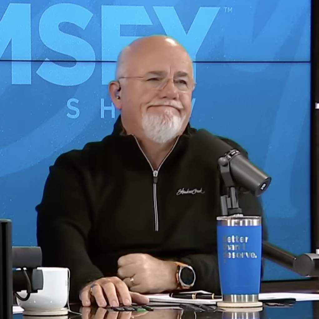 Rachel Cruze and Dave Ramsey react with surprise and unease after hearing a caller's story about her overly frugal fiance.