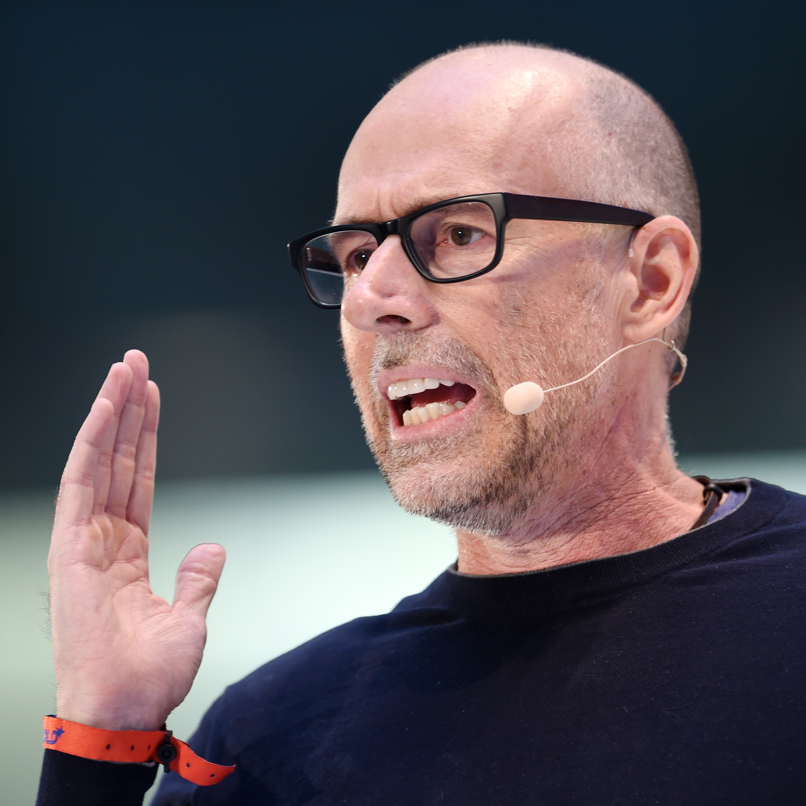Scott Galloway, lecturer in Marketing at New York University, speaks to an audience in Munich, Germany.