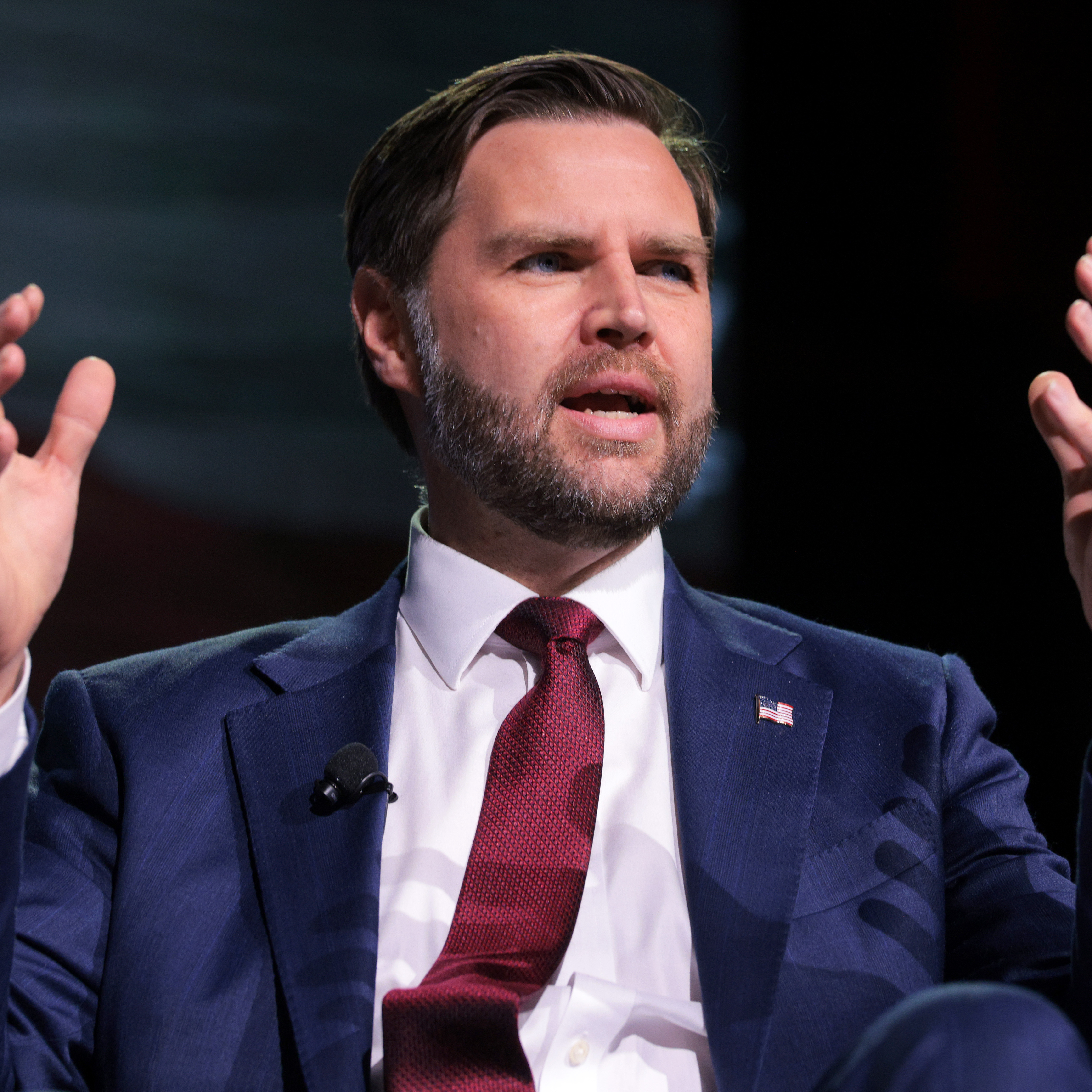 JD Vance speaks during a Turning Point USA event