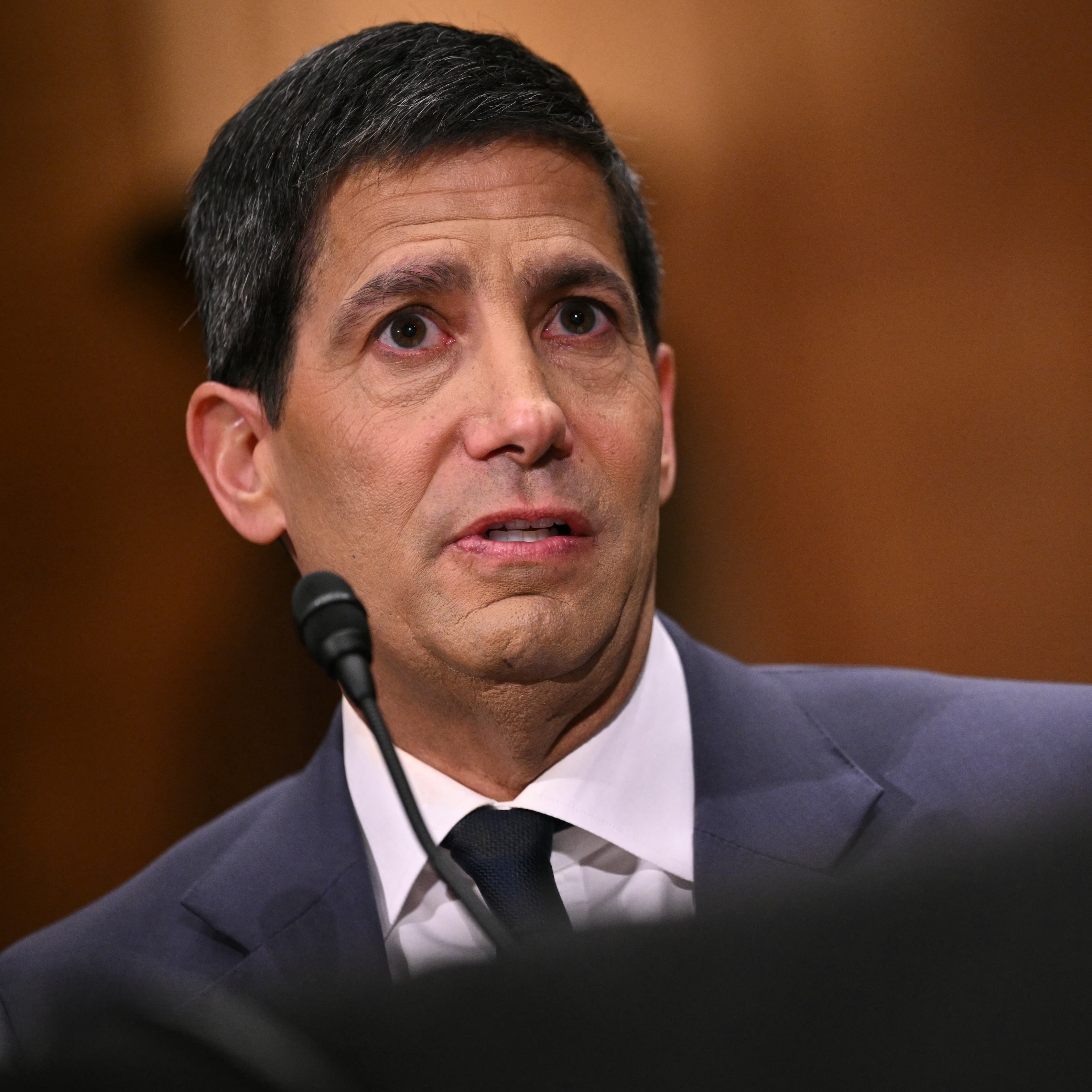 Kevin Warsh, nominee for US Federal Reserve Chair, testifies during a Senate Banking Committee hearing on his nomination.