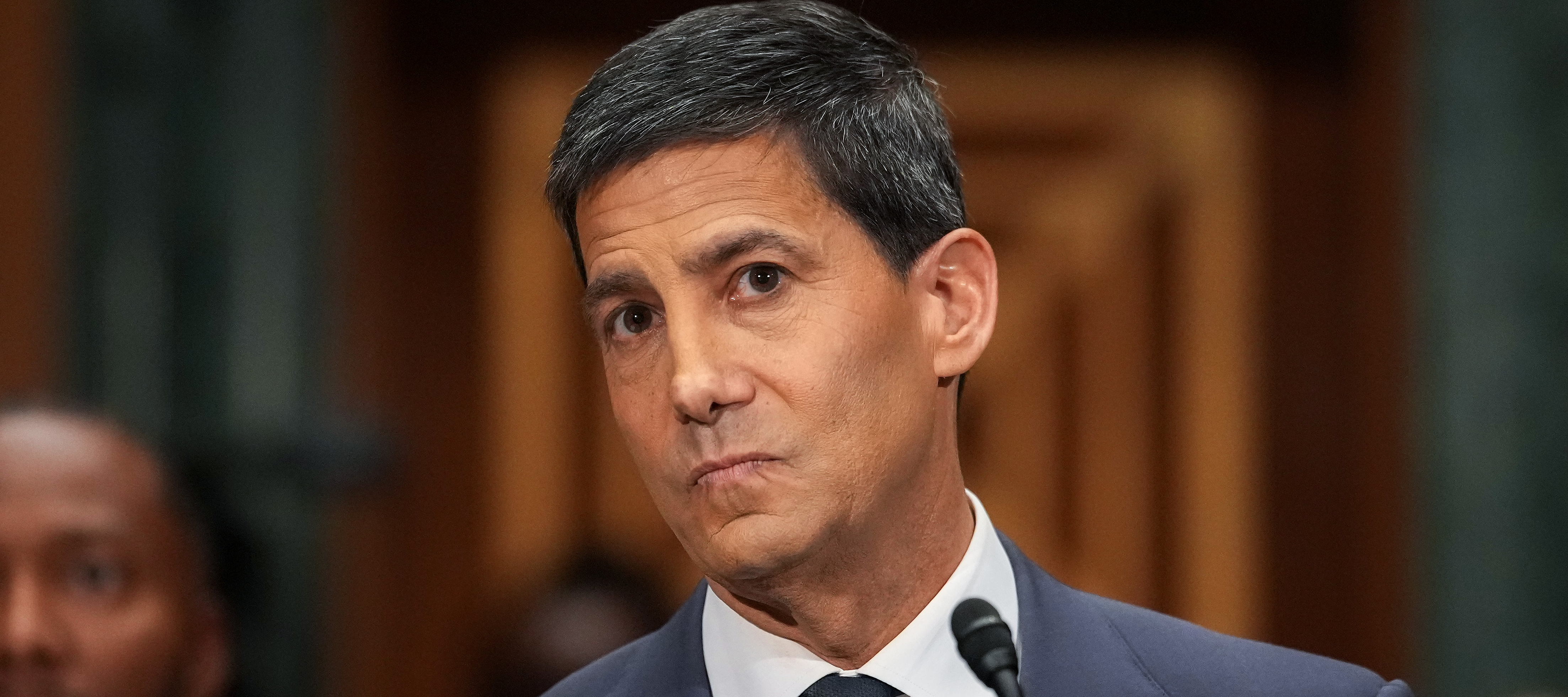 Kevin Warsh, U.S. President Donald Trump's nominee for Chair of the Federal Reserve, testifies during his Senate Committee.