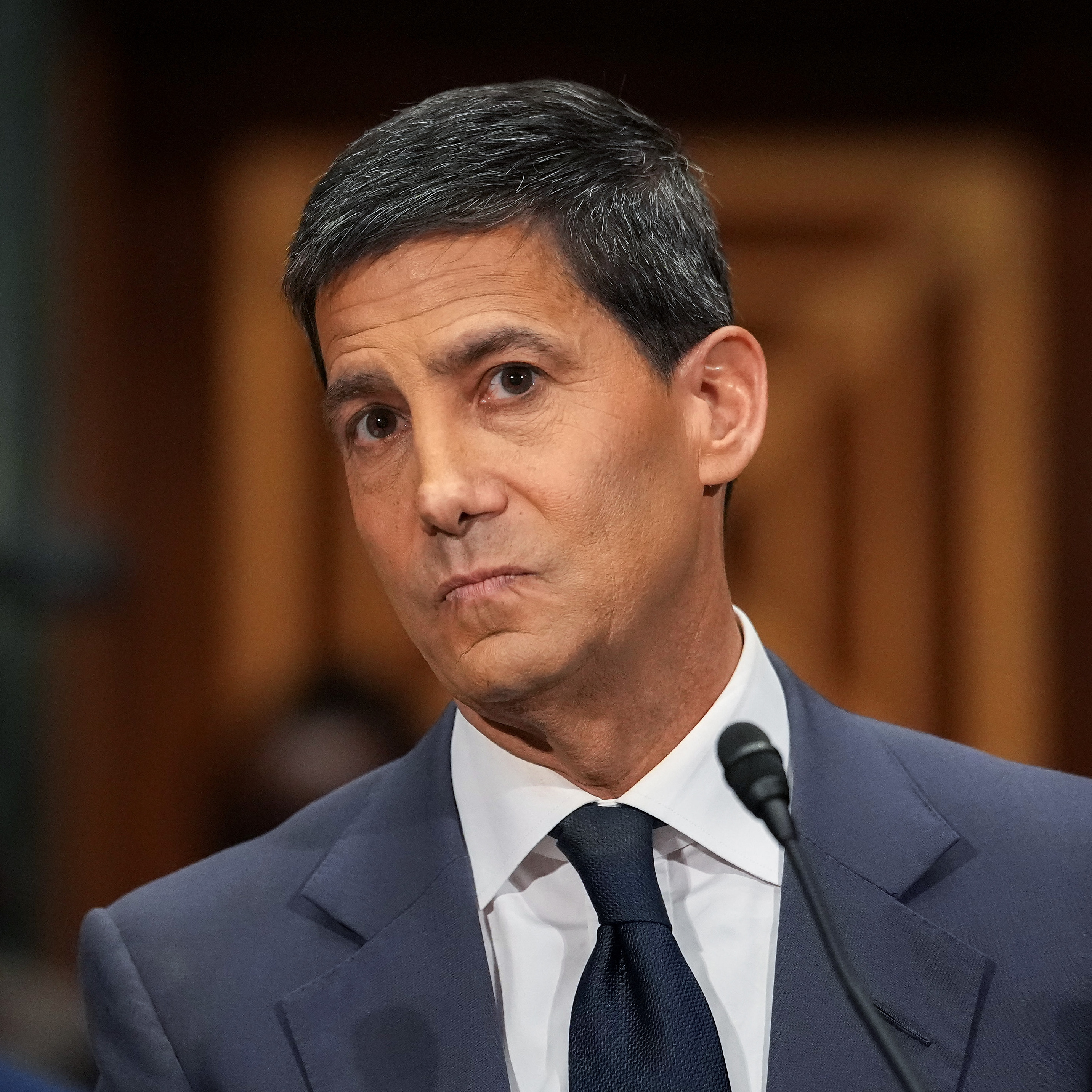 Kevin Warsh, U.S. President Donald Trump's nominee for Chair of the Federal Reserve, testifies during his Senate Committee.