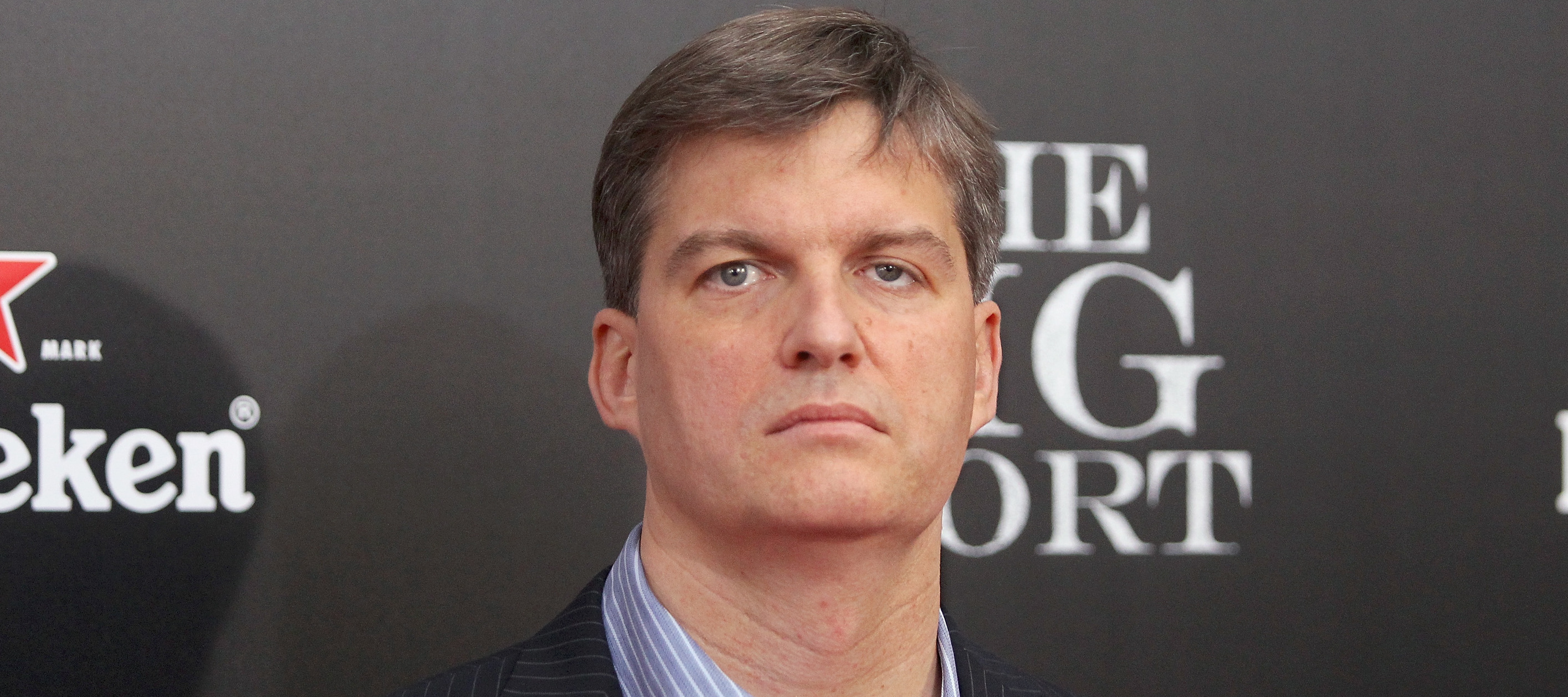 Michael Burry looks at the camera grimly.