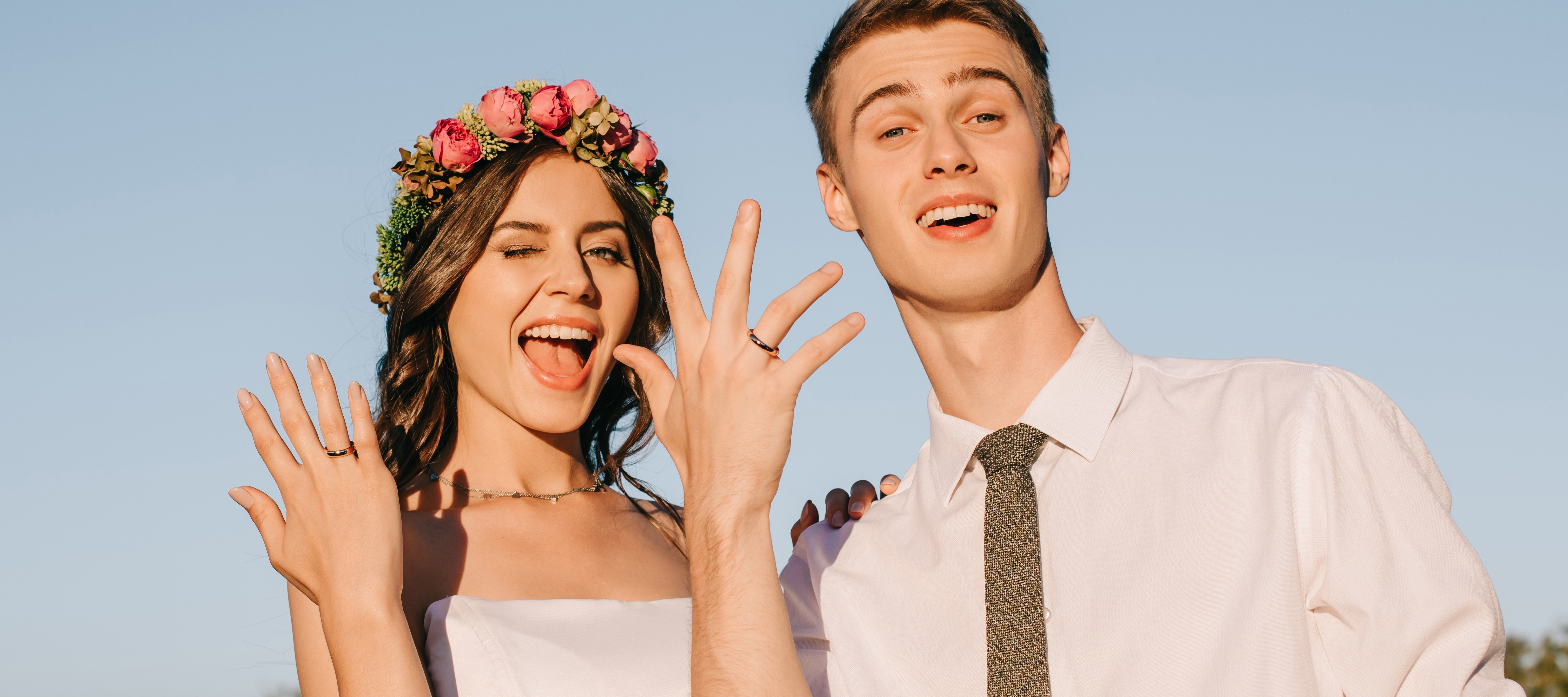 Young Gen Z couple on their wedding day