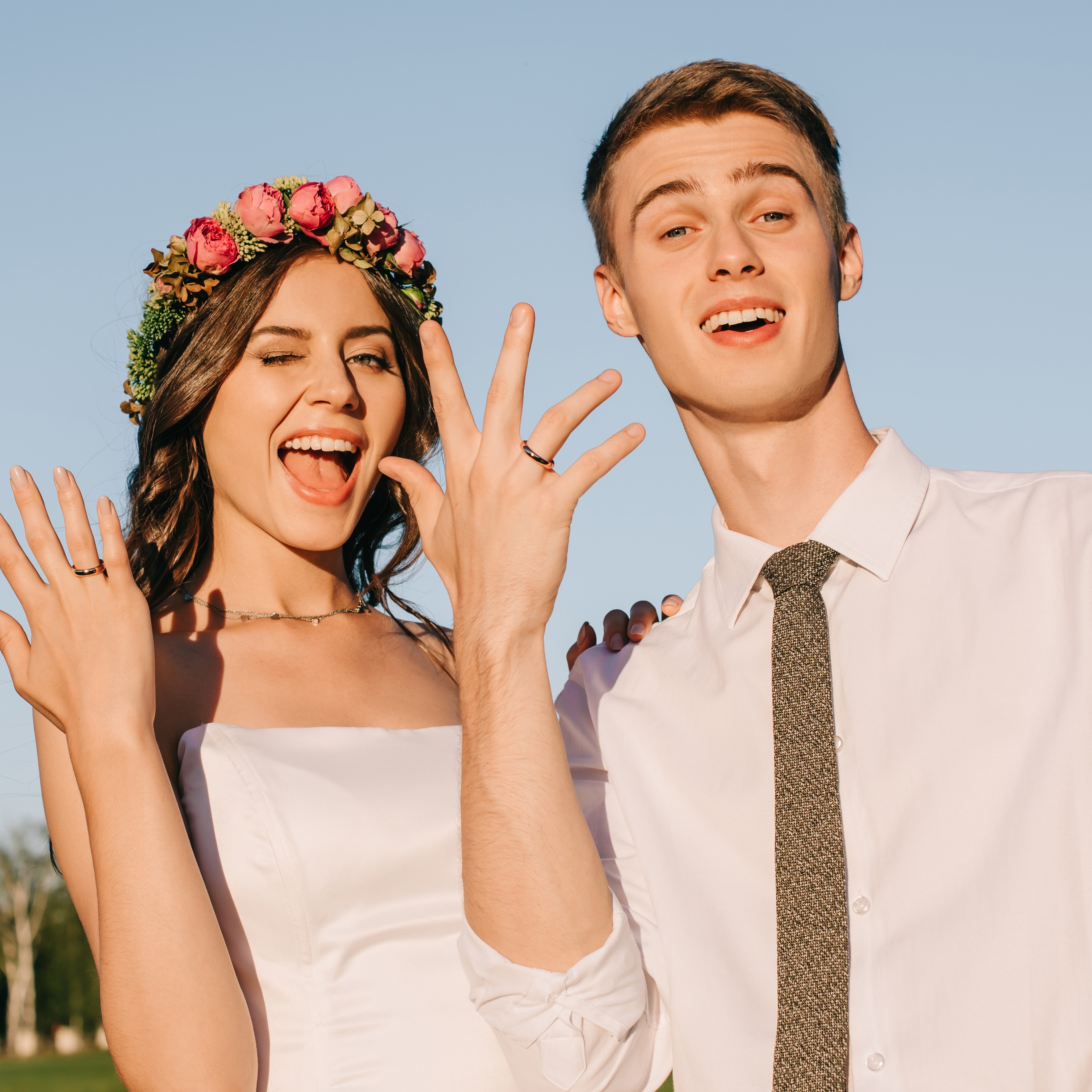 Young Gen Z couple on their wedding day
