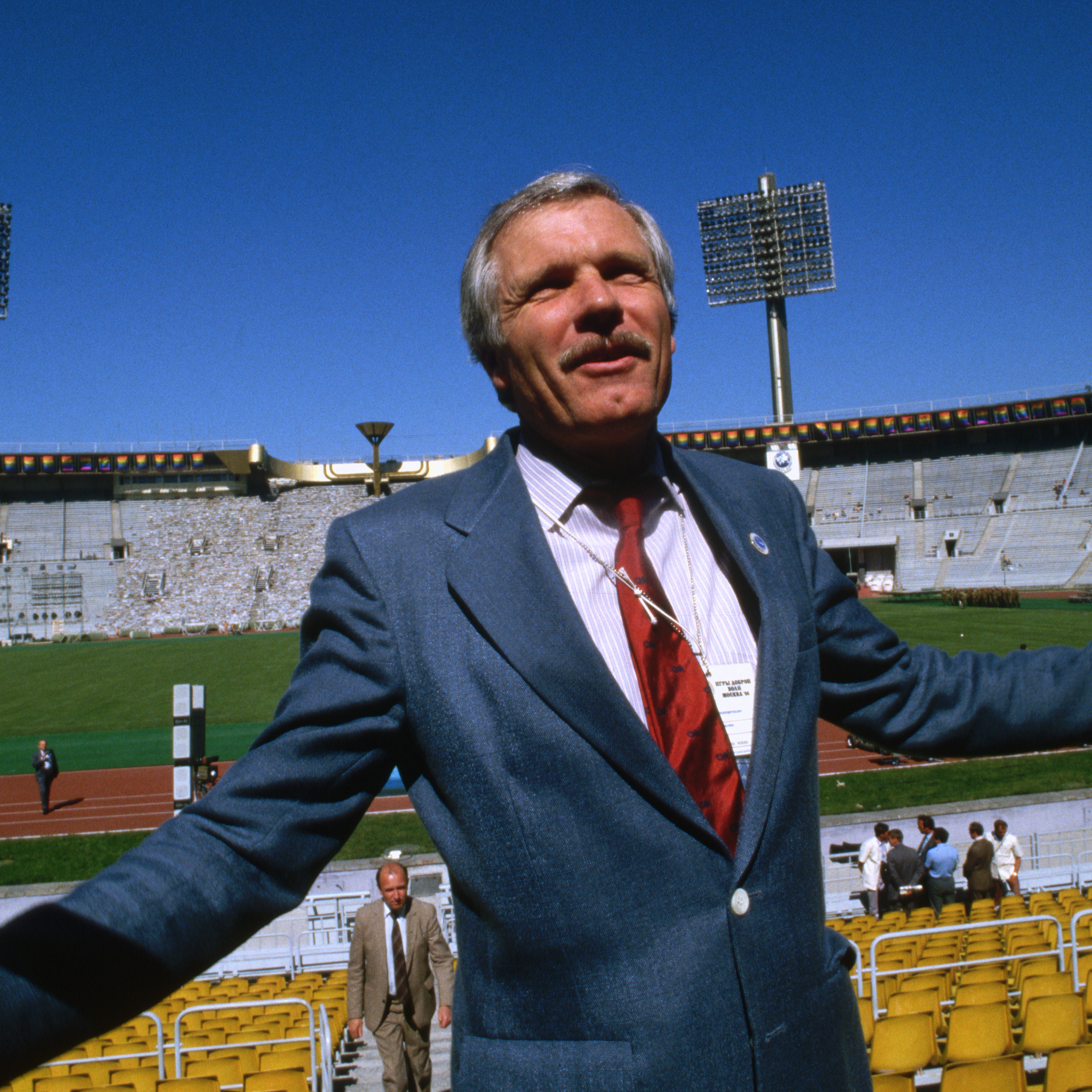 Ted Turner, seen here ahead of the 1986 Goodwill Games, which he founded and sponsored that year, died on May 6, 2026, at the age of 87.