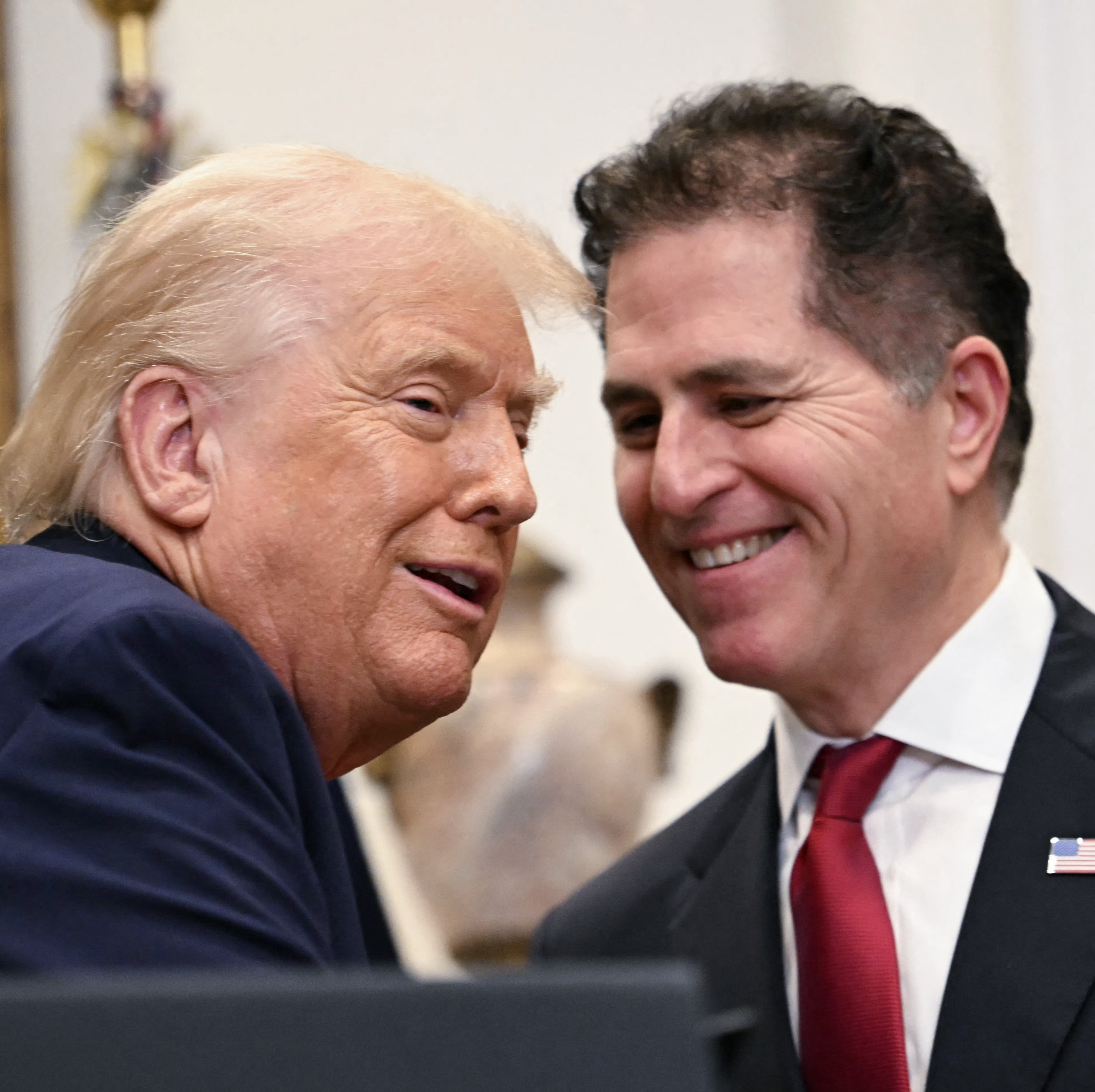 President Donald Trump and Dell CEO Michael Dell at the White House.