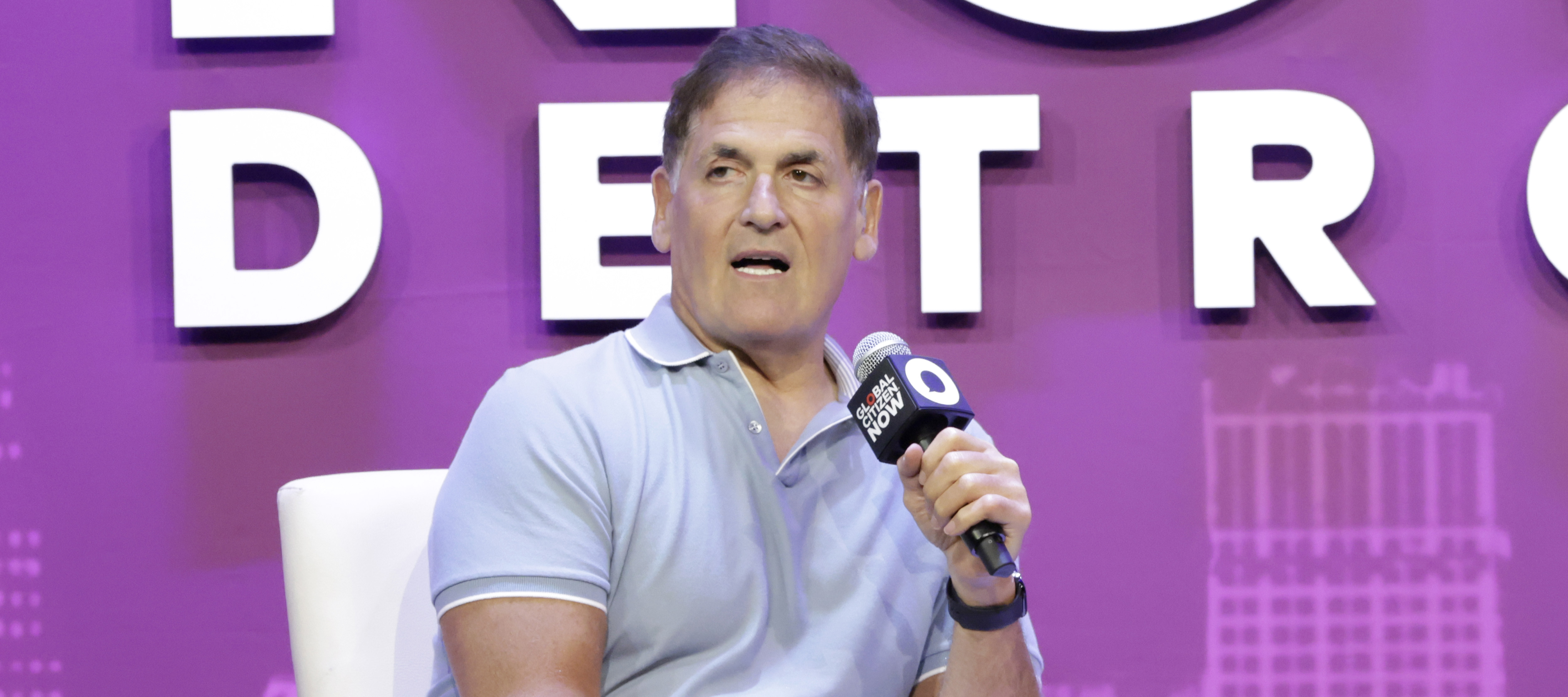 Mark Cuban speaks onstage during Global Citizen NOW at Hudson’s Detroit.