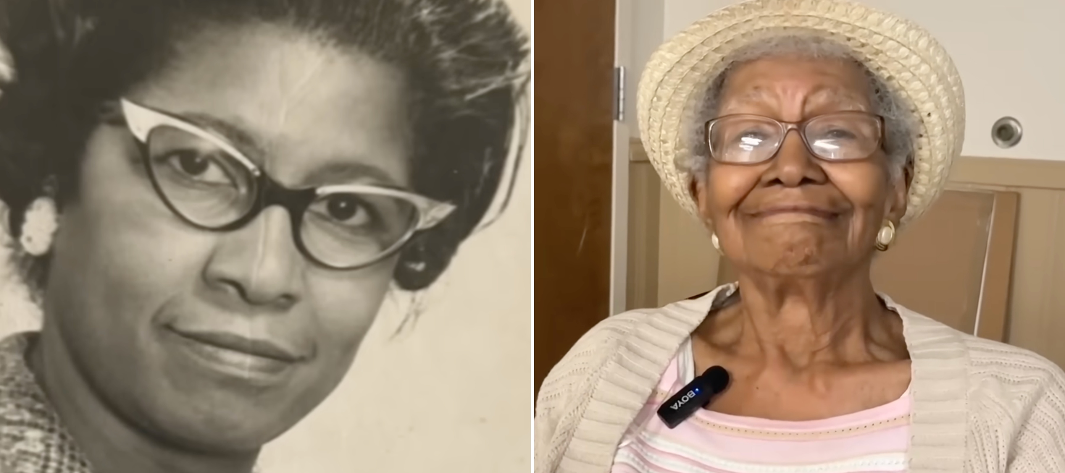 A compilation image of Susan Young Browne as a young woman and at 108.