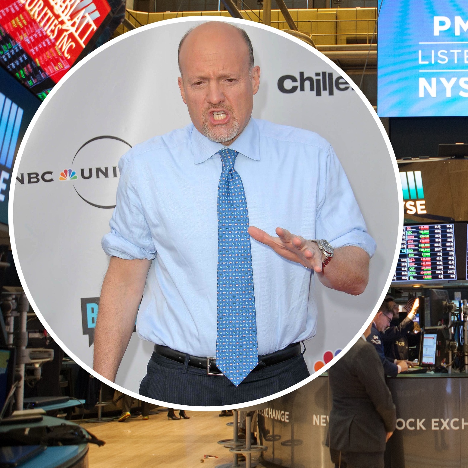 L: Jim Cramer, R: New York Stock Exchange
