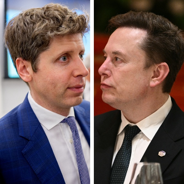 A composite image of Sam Altman and Elon Musk.