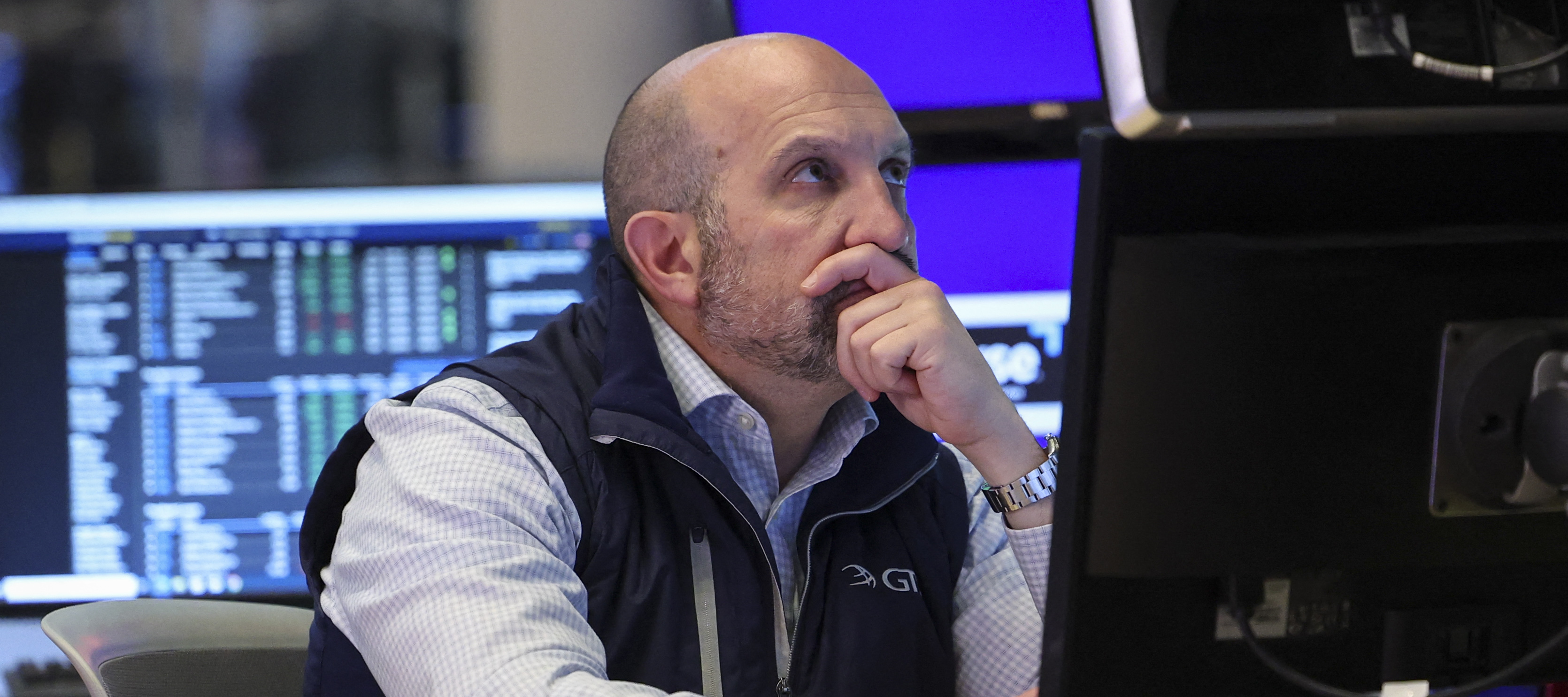 A trader works at the New York Stock Exchange in New York on April 22, 2026.