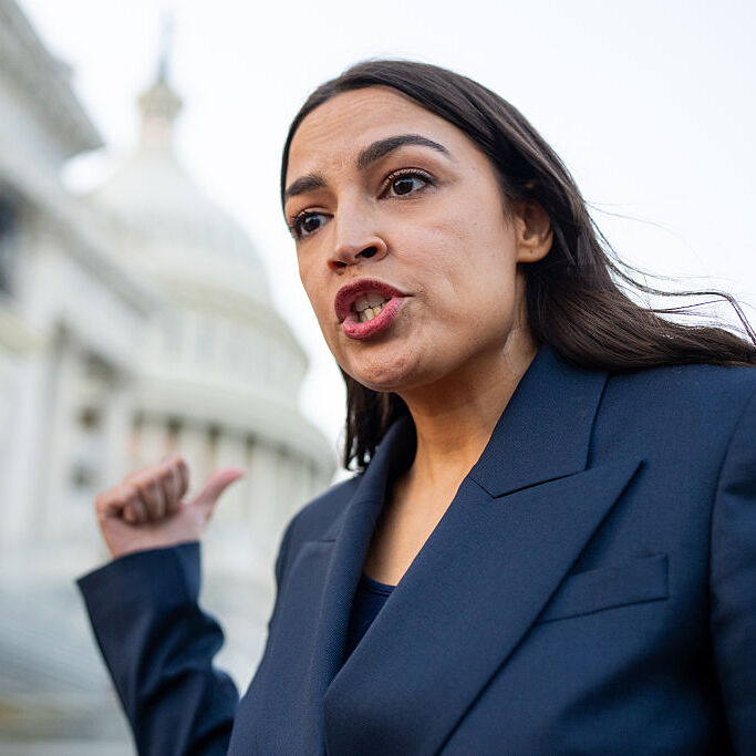 Rep. Alexandria Ocasio-Cortez, D-N.Y., speaks with reporters on the House steps after a vote on Tuesday, April 14, 2026.
