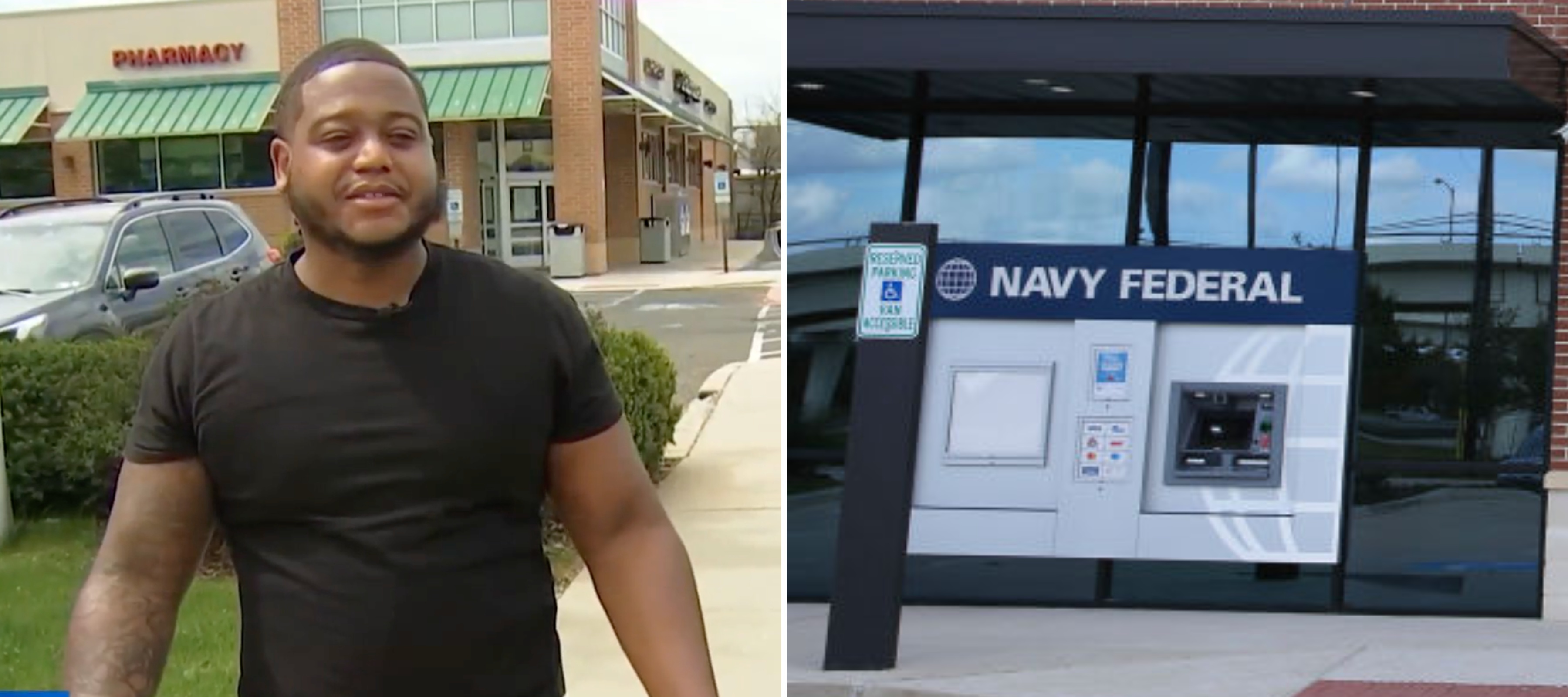A split-panel photo of Mark Edens and a Navy Federal ATM