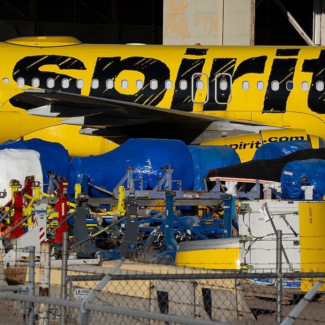 A photo of a Spirit Airlines plane