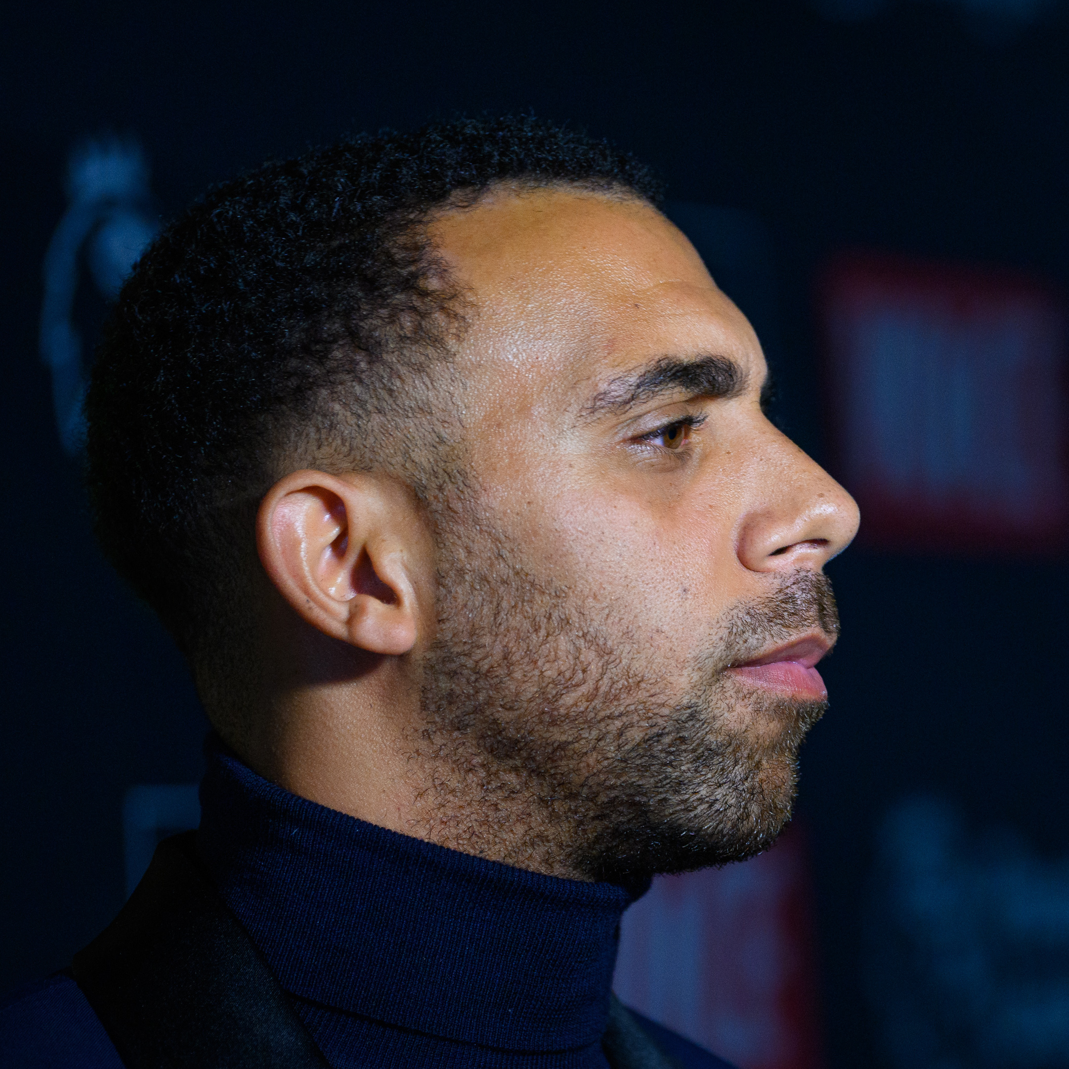 A side profile shot of Anton Ferdinand attending the the Football Black List awards.