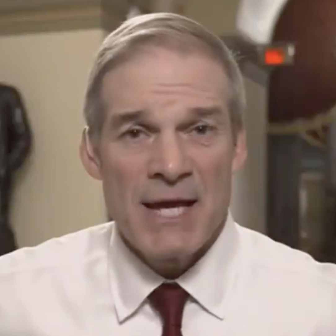 A side by side image of Kaitlan Collins of CNN's The Source and Rep. Jim Jordan talking about high gas prices.