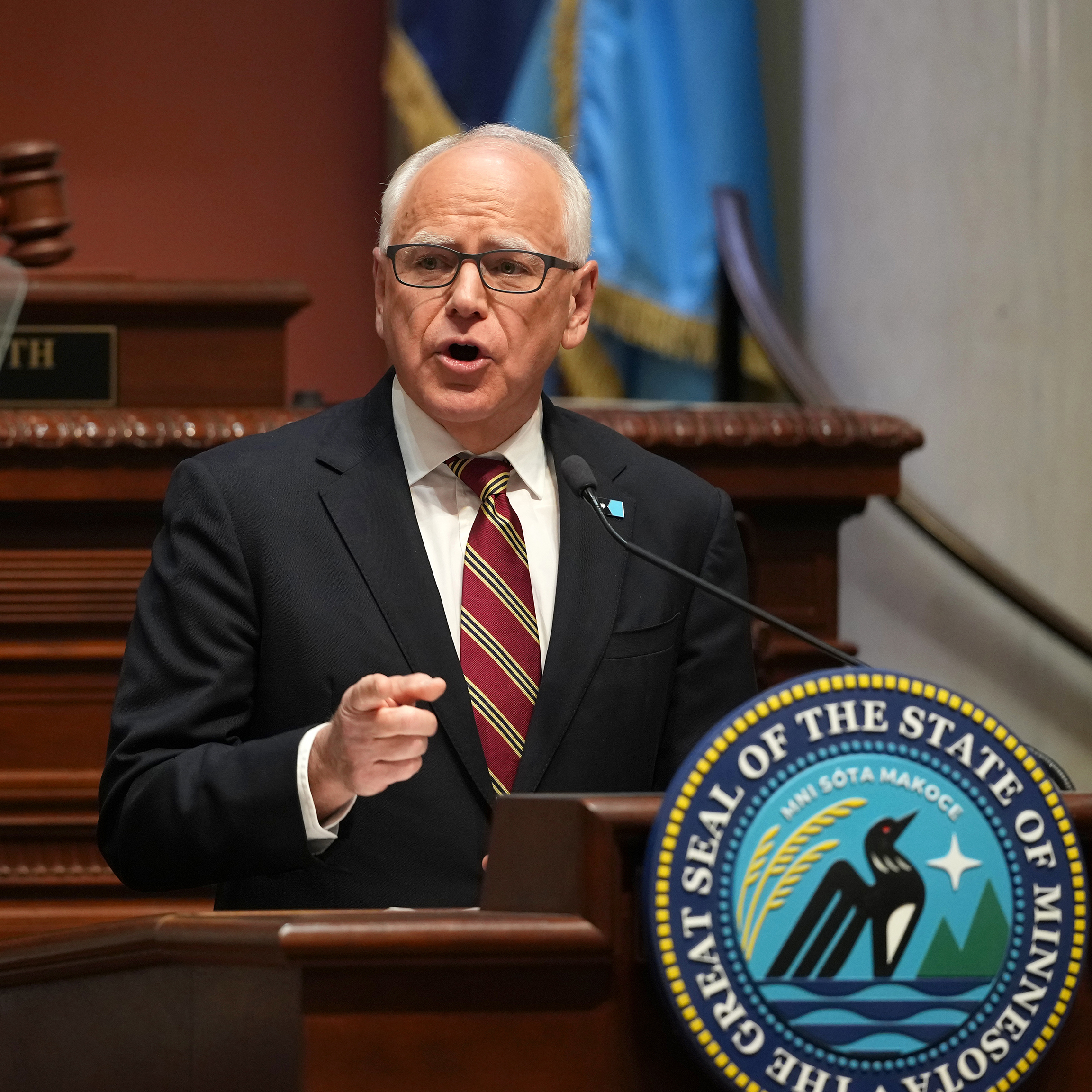 Minnesota Gov. Tim Walz delivers the final State of the State speech of his term before a joint session of the state legislature in the house chambers at the State Capitol in St. Paul.