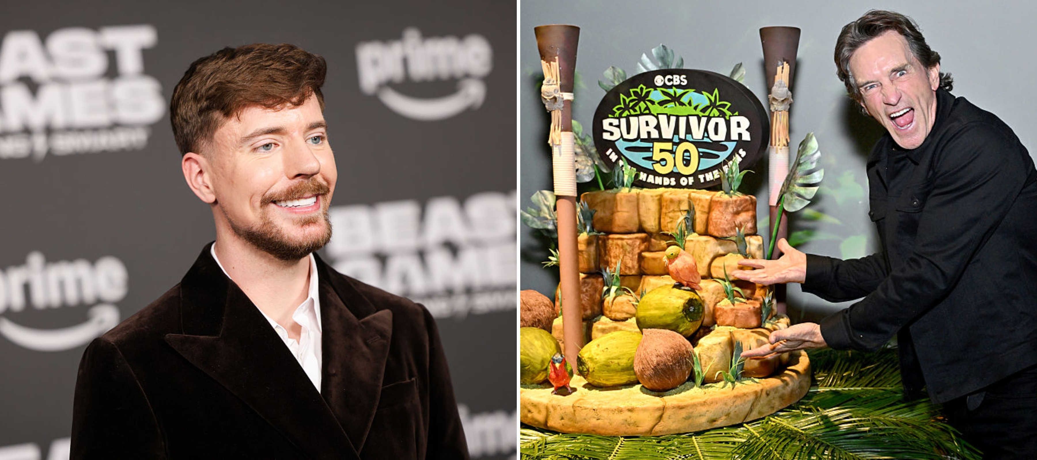 Photos of MrBeast and 'Survivor' producer and host Jeff Probst