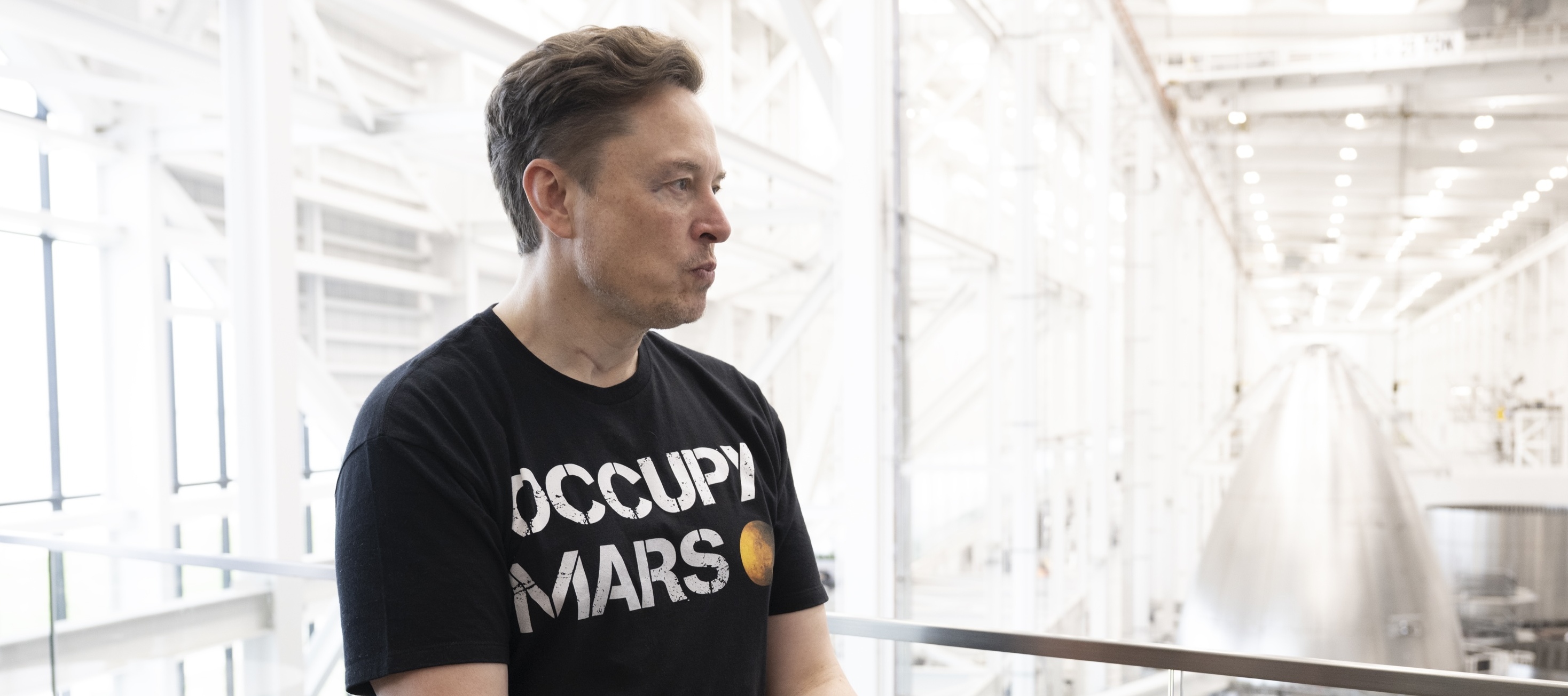 Elon Musk at Space X launch site in Brownsville, Texas.