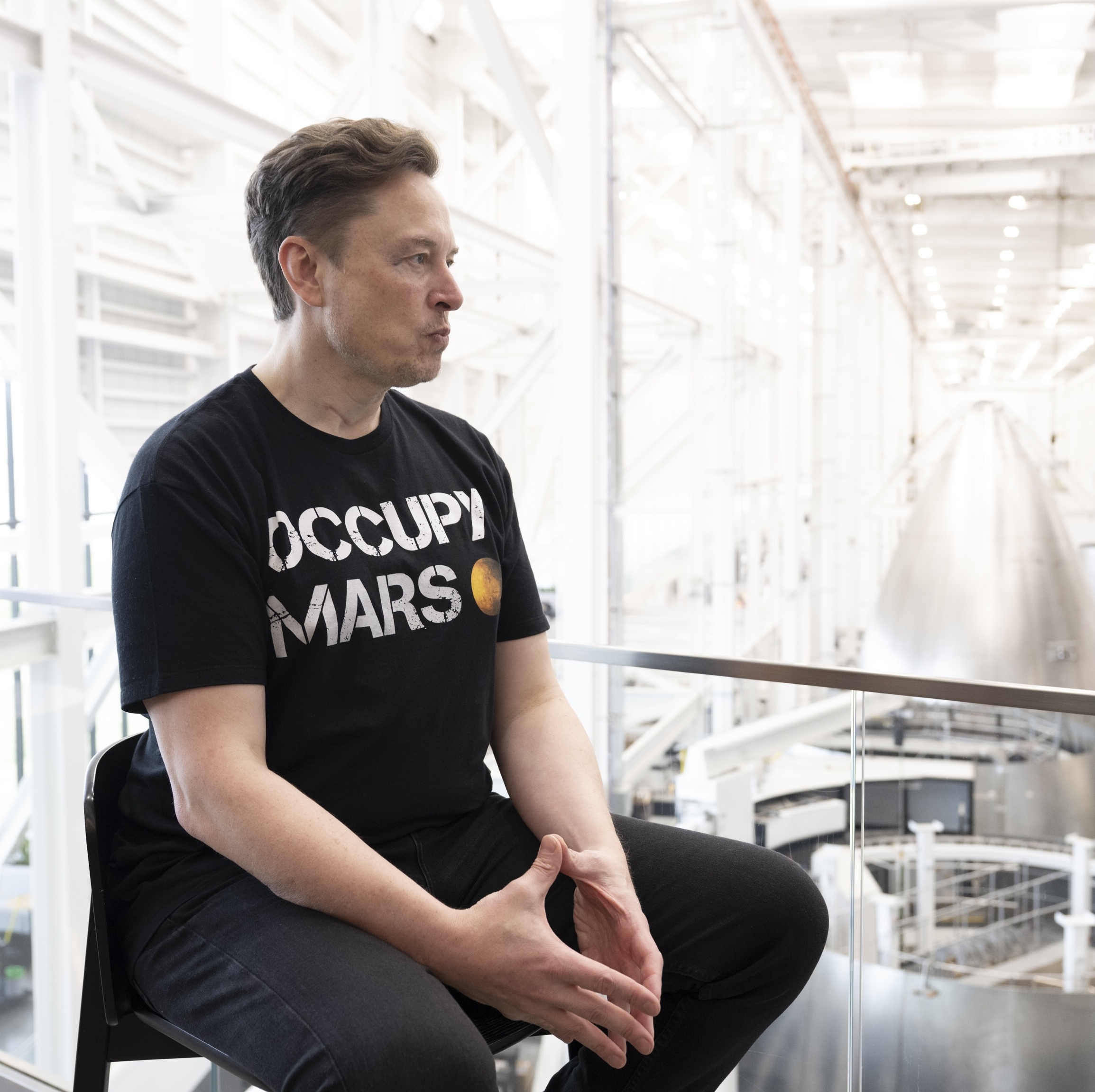 Elon Musk at Space X launch site in Brownsville, Texas.