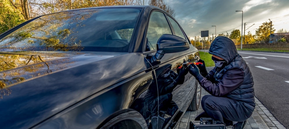 Photo of a masked car thief