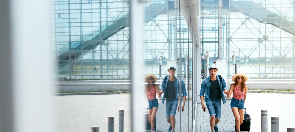 Photo of a couple in an airport