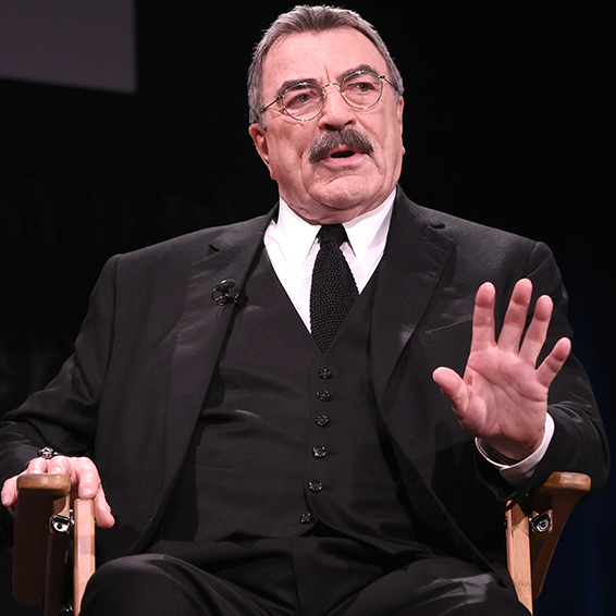 The first column is actor Tom Selleck address a crowd during the launch of his autobiography. The second column is a Facebook mobile user.
