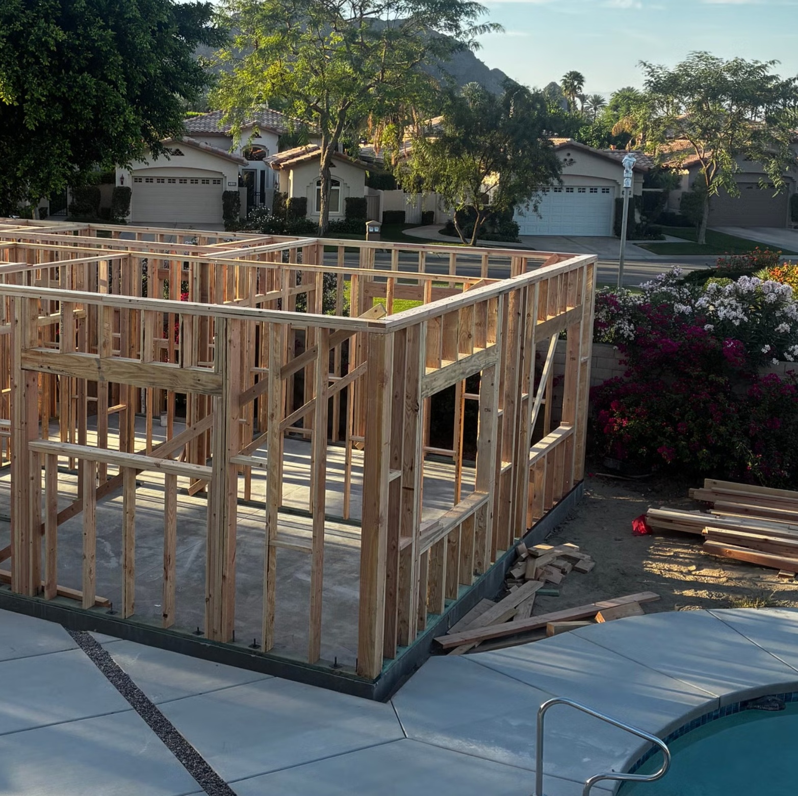 A compilation image of Shalini Karnani Bonjour and an in-progress photo of the accessory dwelling unit.
