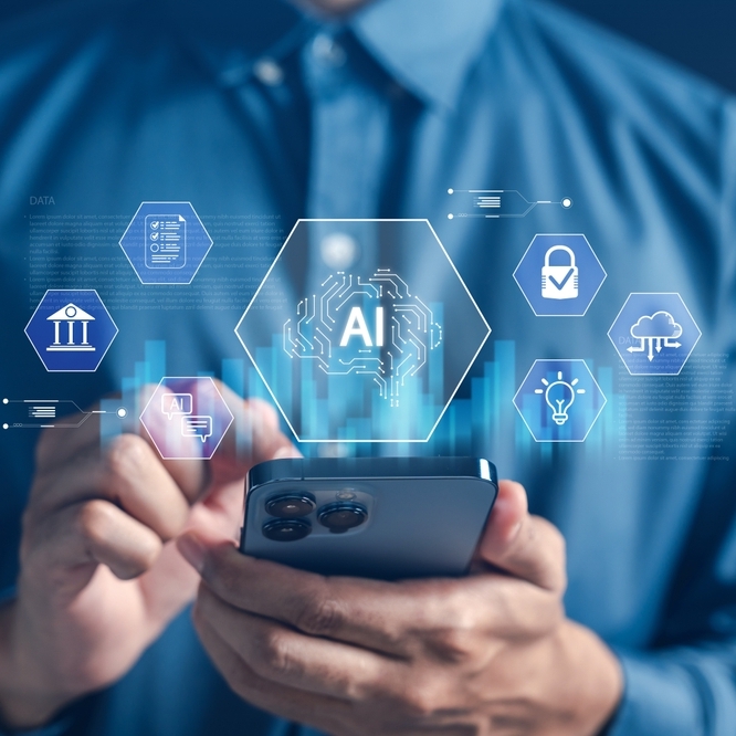 A businessman using AI
