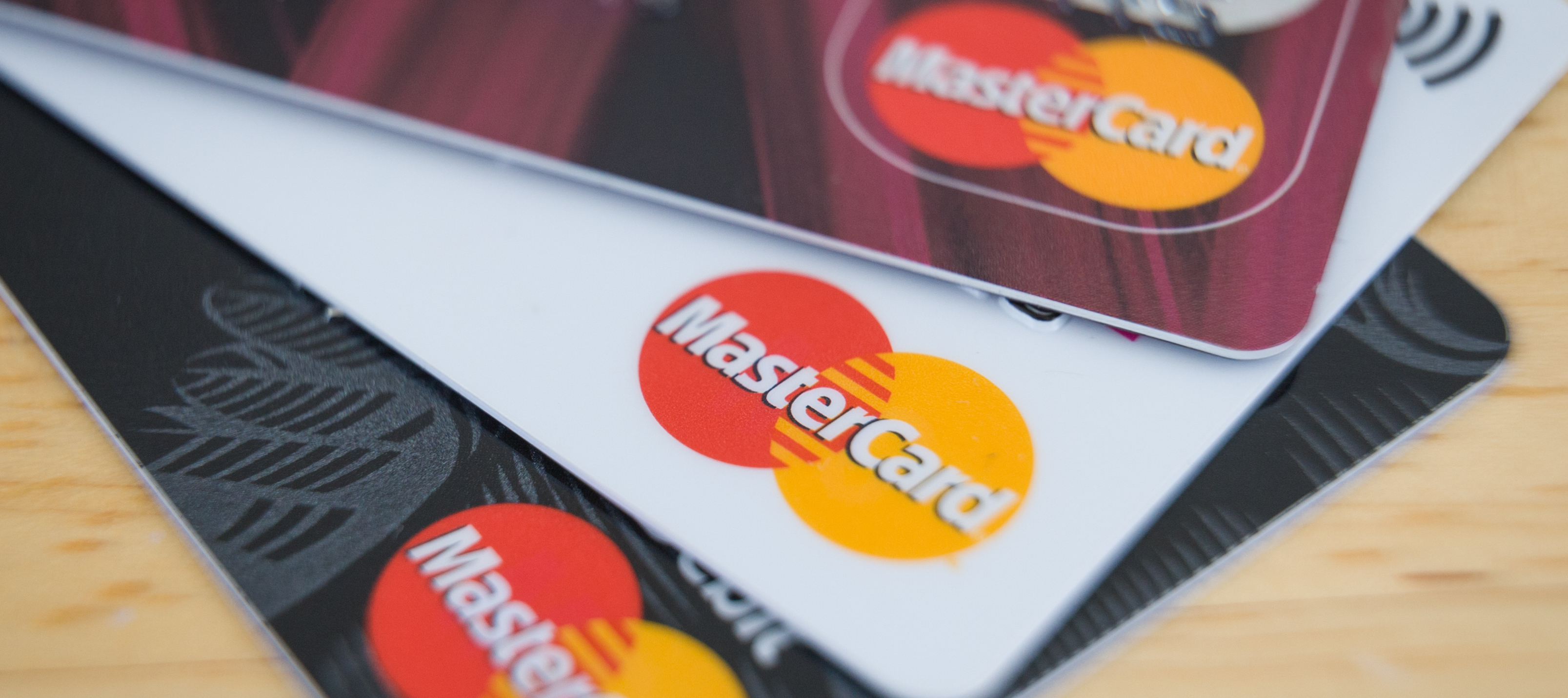 A collection of Mastercard credit cards.