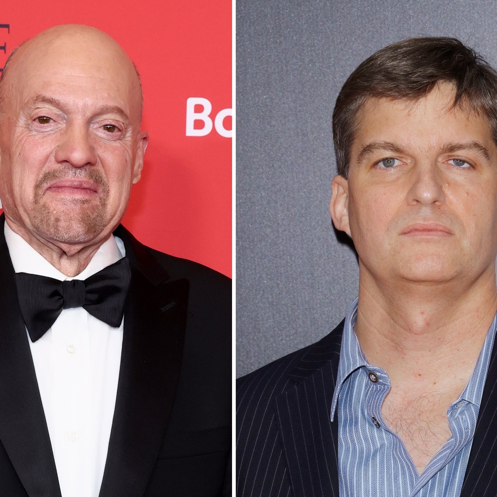 L: Jamie Dimon, C:Jim Cramer, R: Michael Burry