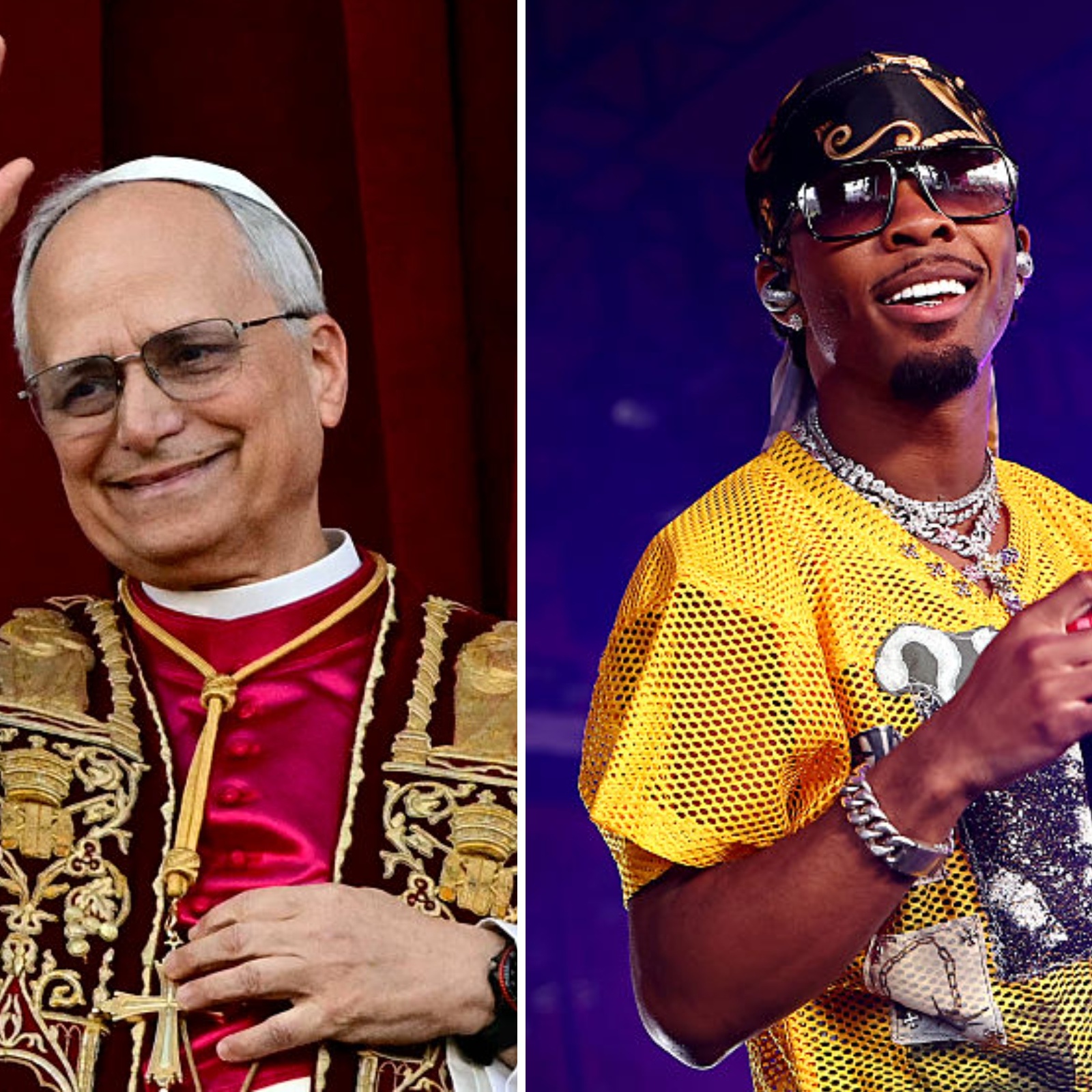 A photo of Bianca Censori, Pope Leo and d4vd