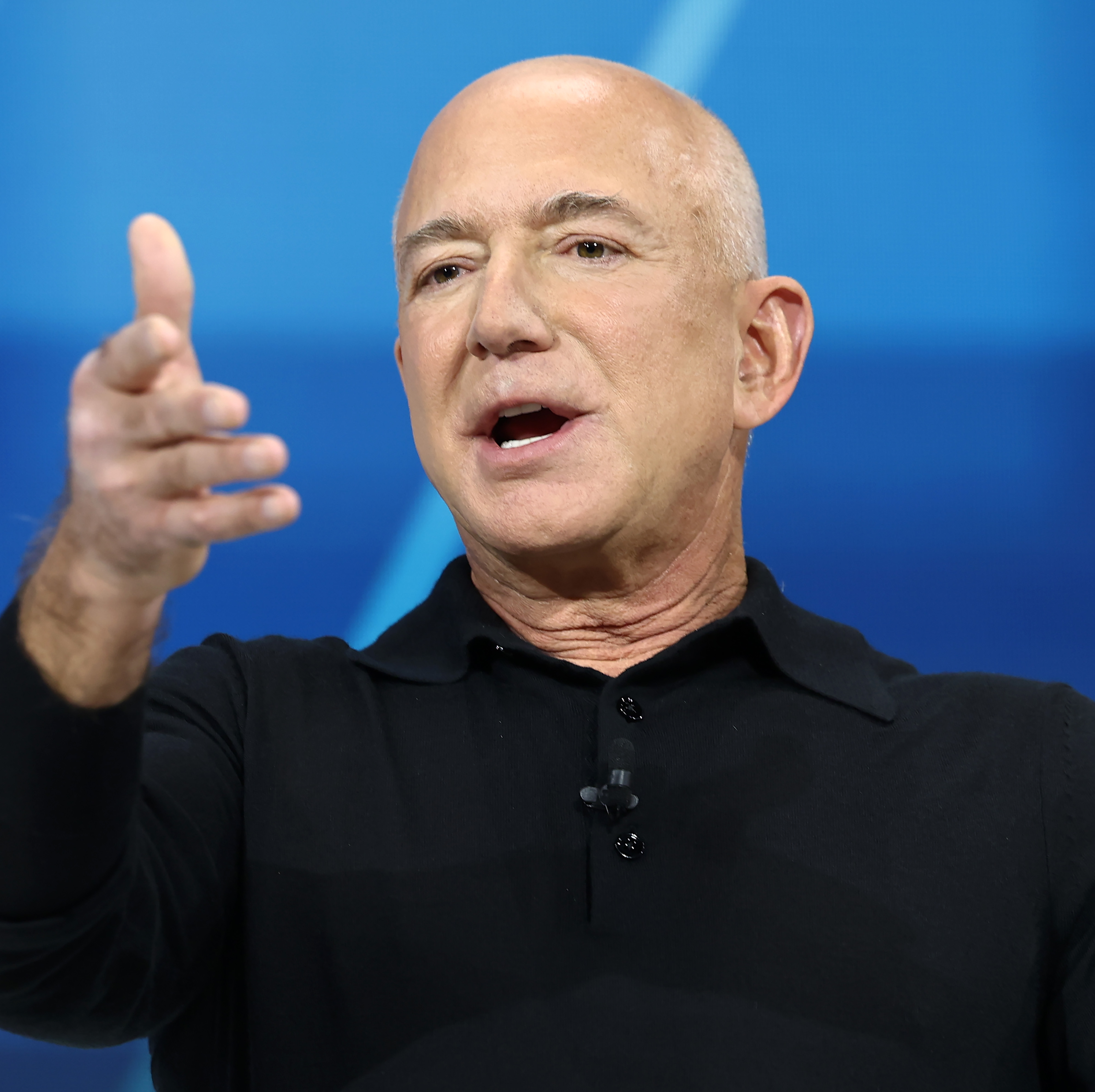 Jeff Bezos speaks during the New York Times annual DealBook summit at Jazz at Lincoln Center in 2024.