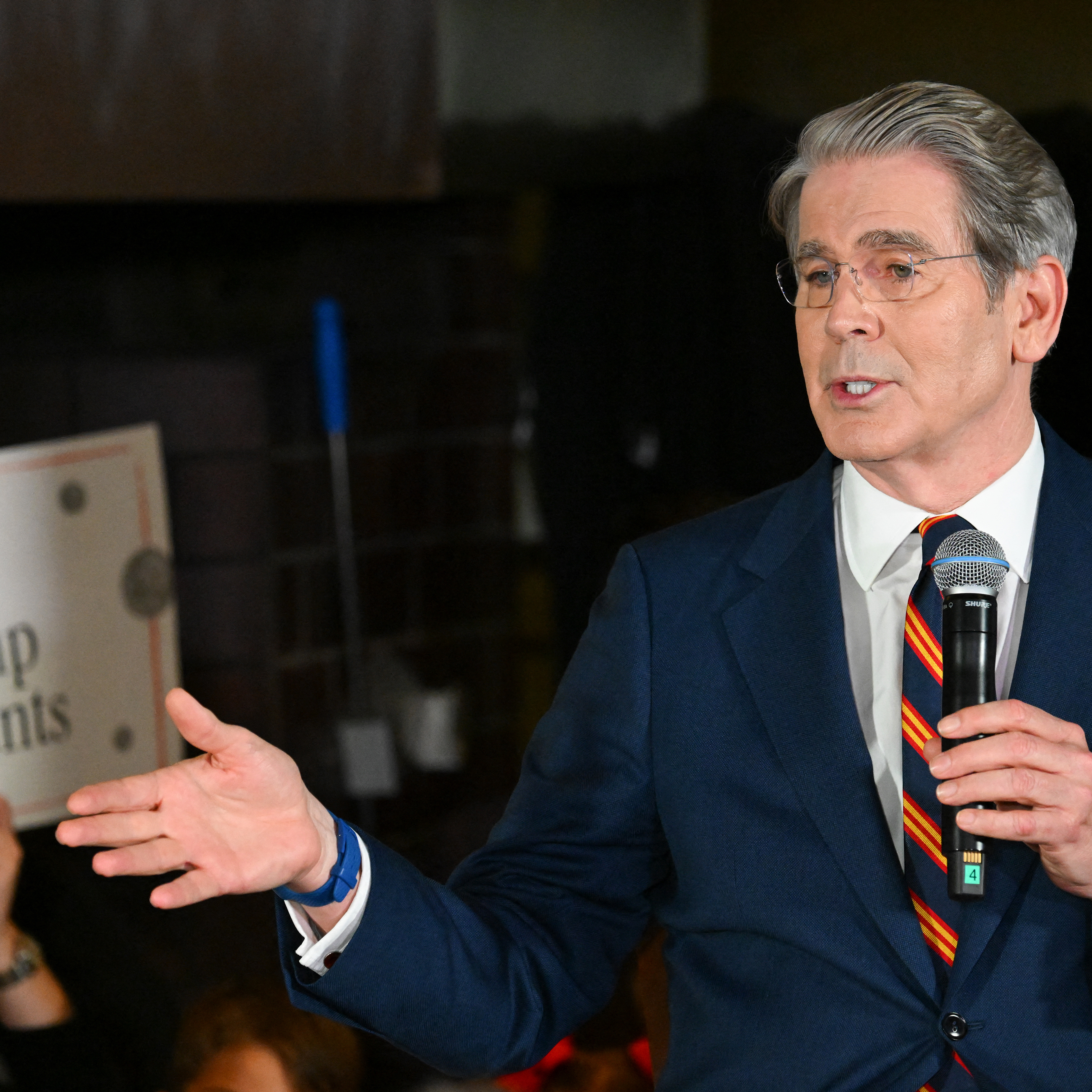 S Secretary of Treasury Scott Bessent speaks during a "Trump Accounts Tour" event in Westlake Village, California.