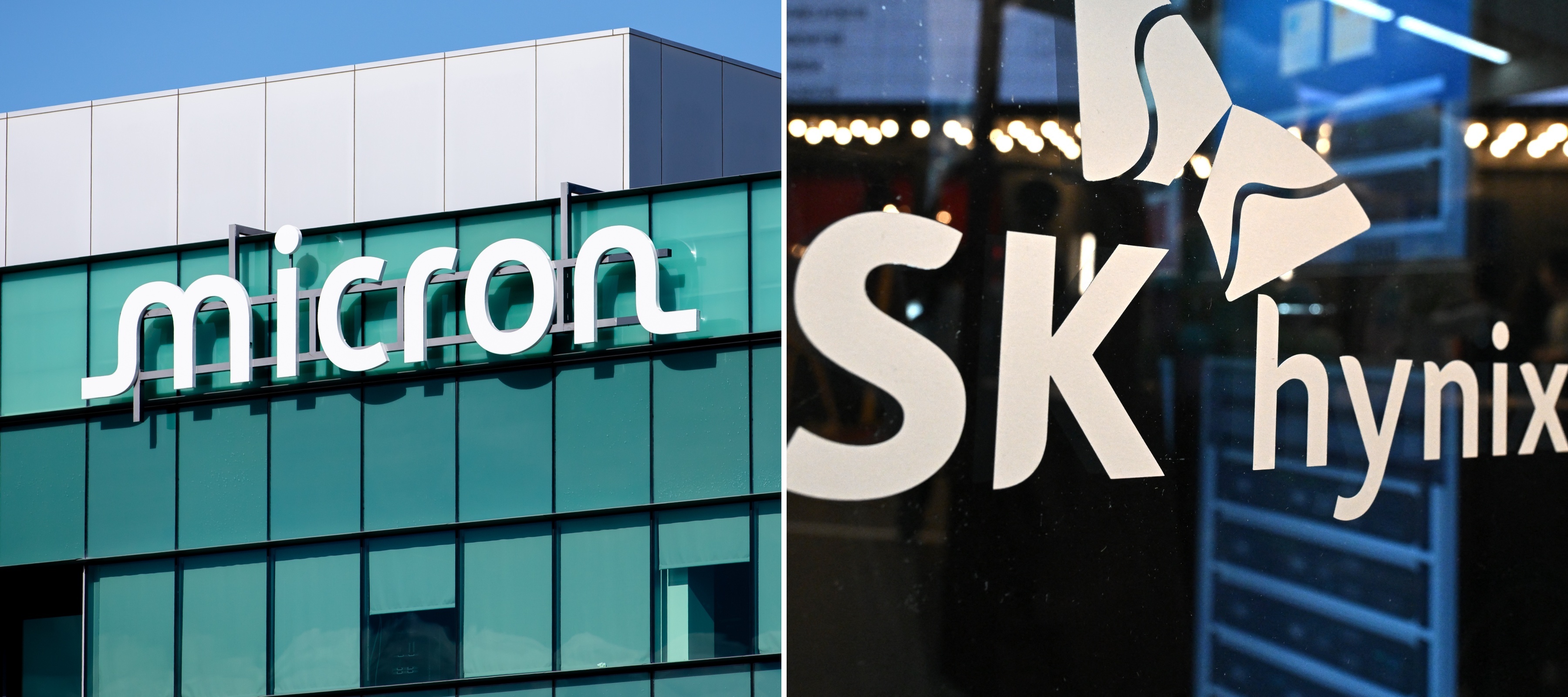 L: Micron headquarters, R: SK Hynix logo