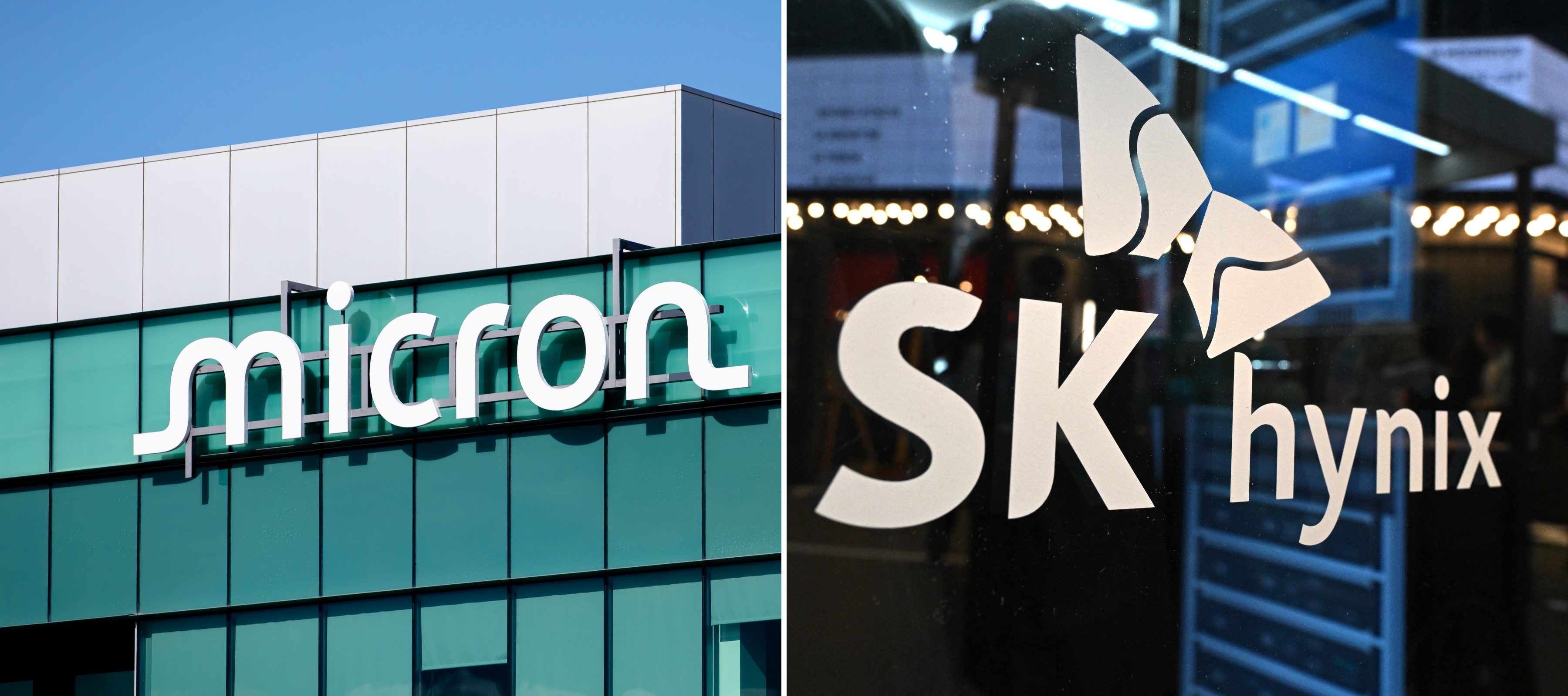 L: Micron headquarters, R: SK Hynix logo