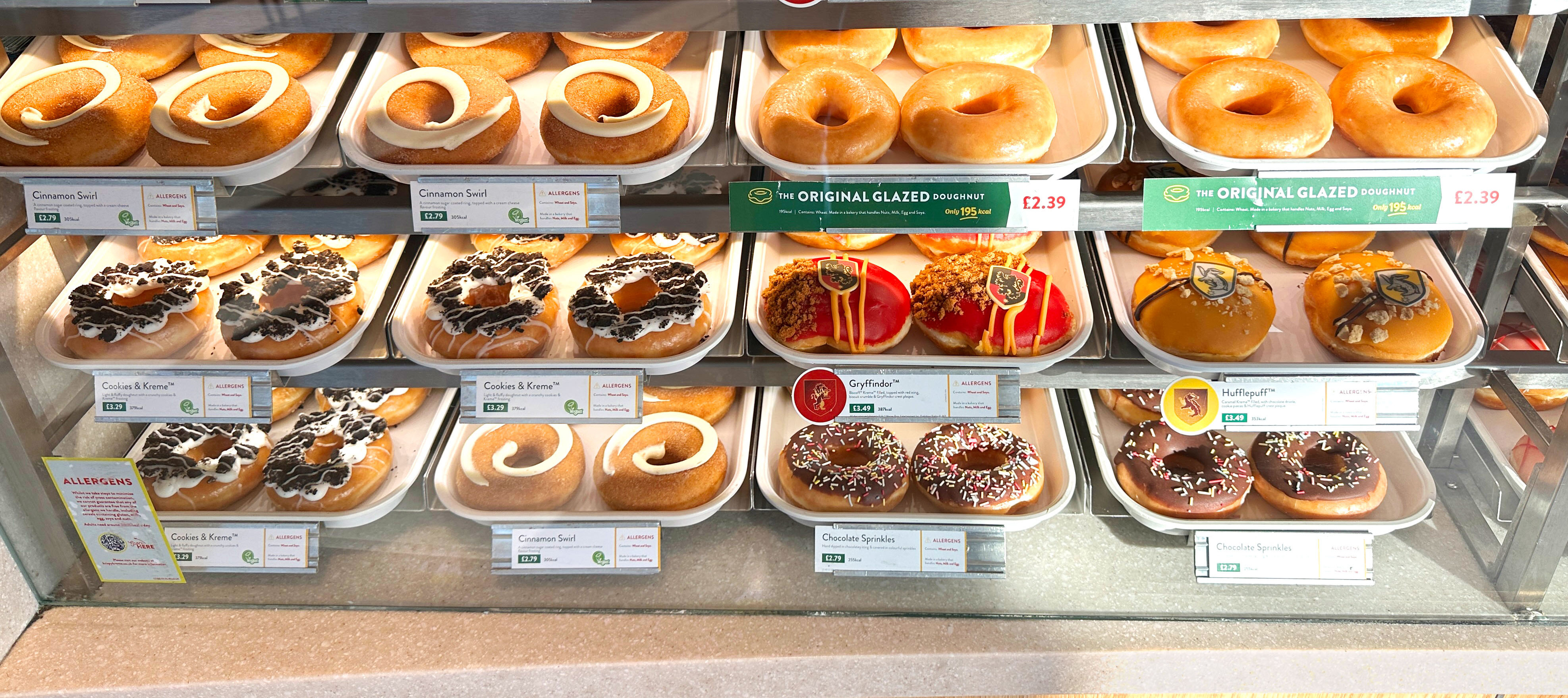 Doughnuts on display at a Krispy Kreme Doughnuts shop.