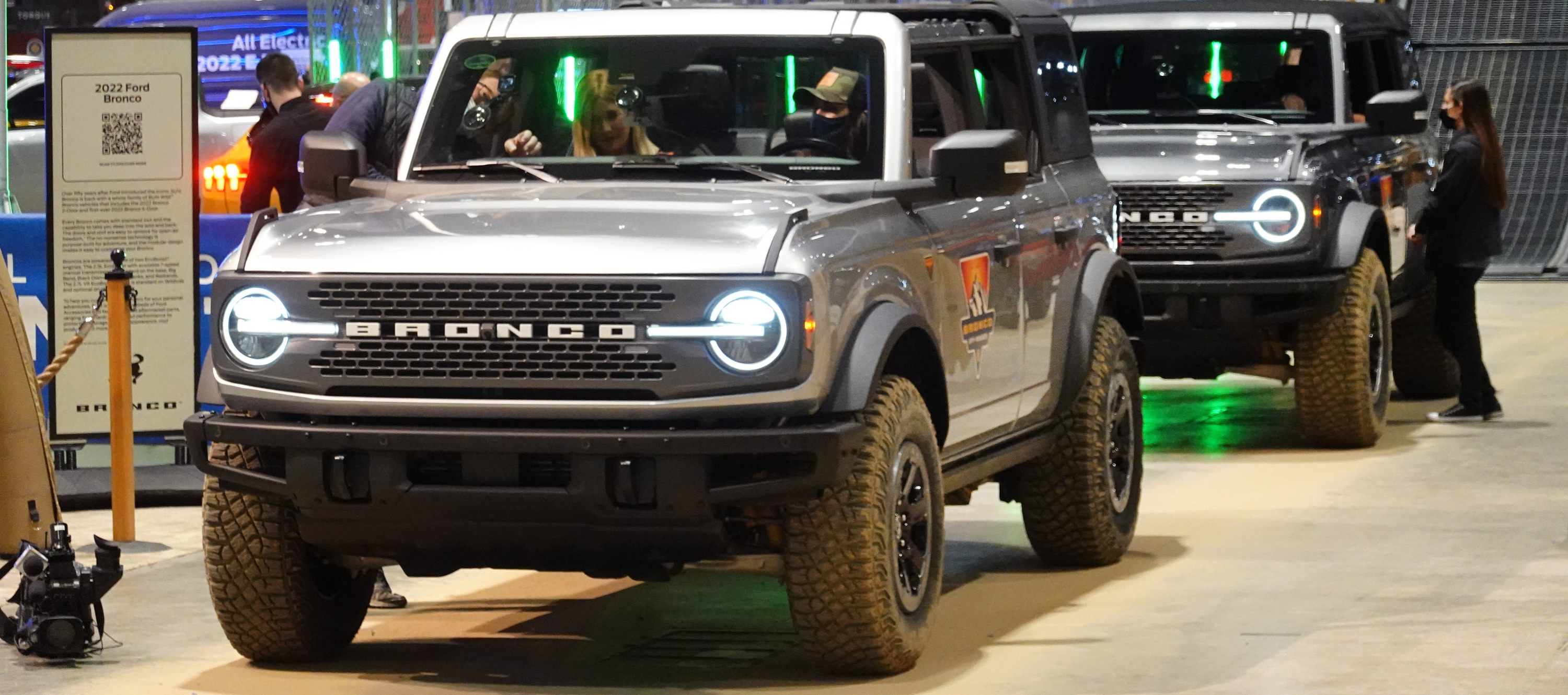 Ford offers rides in the 2022 Bronco Sport on a test track at the Chicago Auto Show.